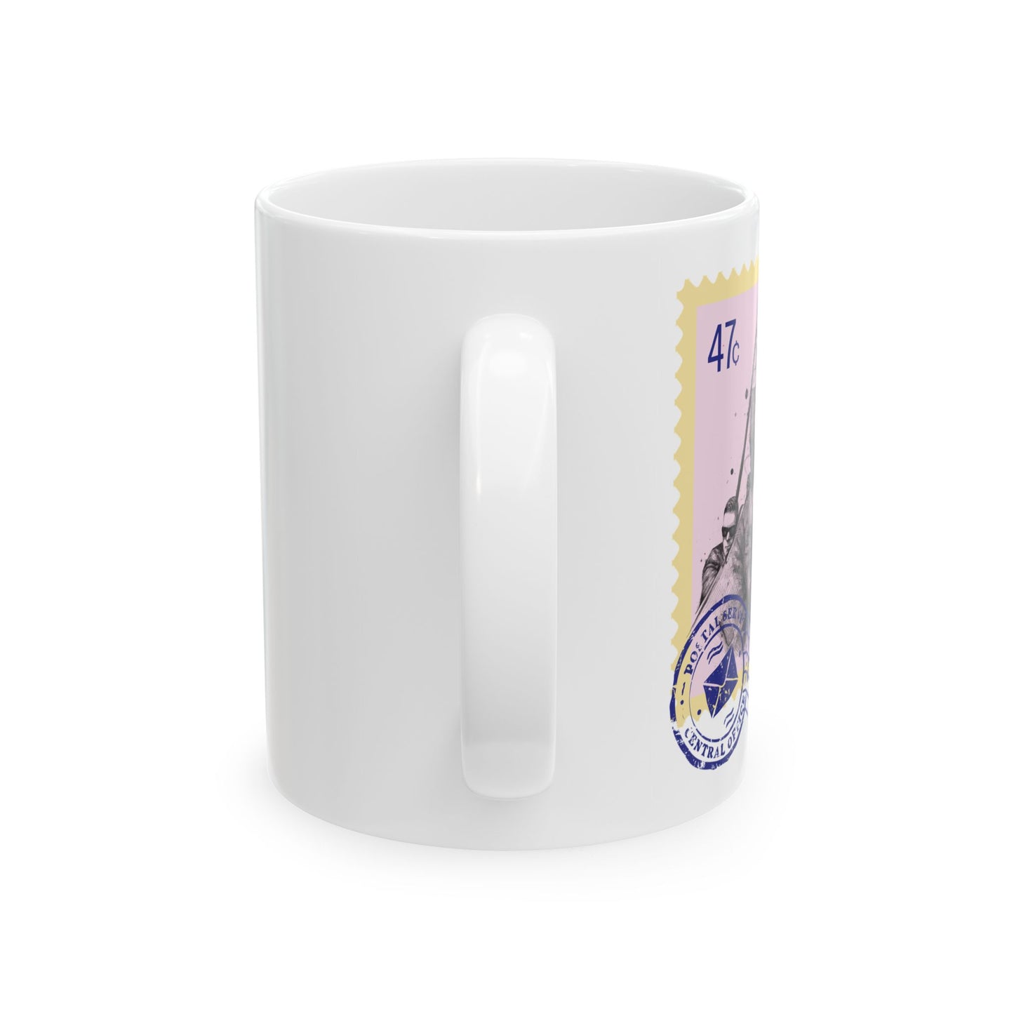 Trump 47c Assassination Defiance Scribble Art Postage Stamp - Ceramic Mug (White, 11oz)