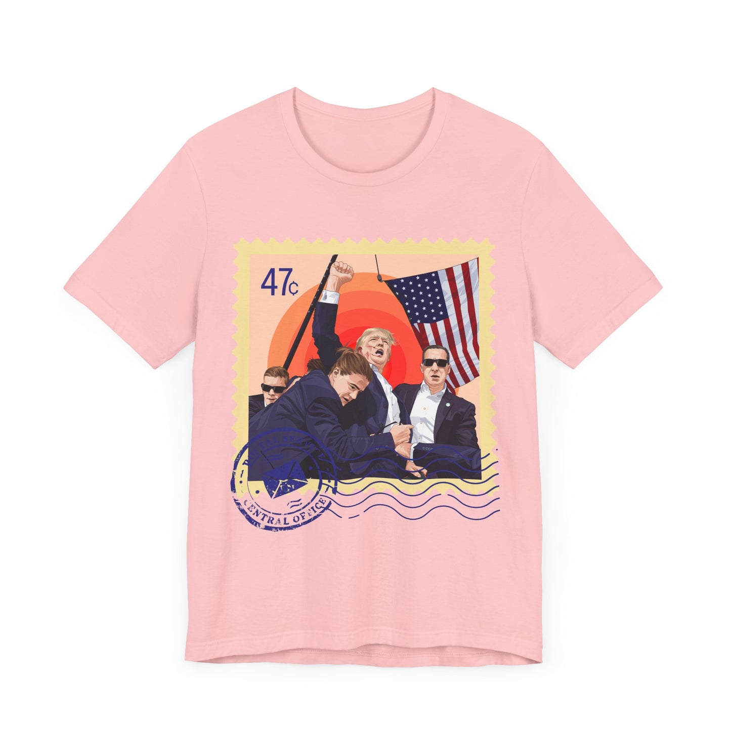 Trump 47c Assassination Defiance Cartoon Art I Postage Stamp - Unisex T-Shirt