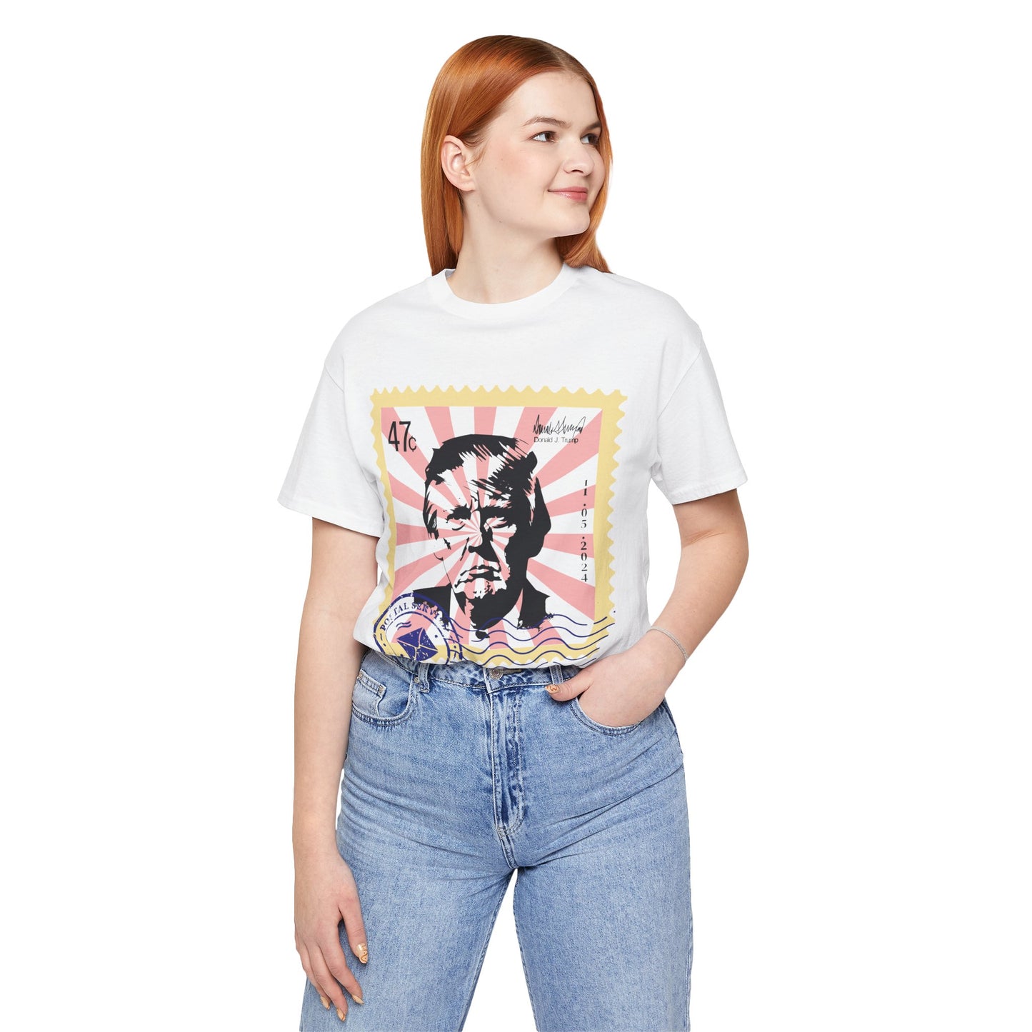 Trump 47c Silhouette Portrait II Postage Stamp - Unisex T-Shirt