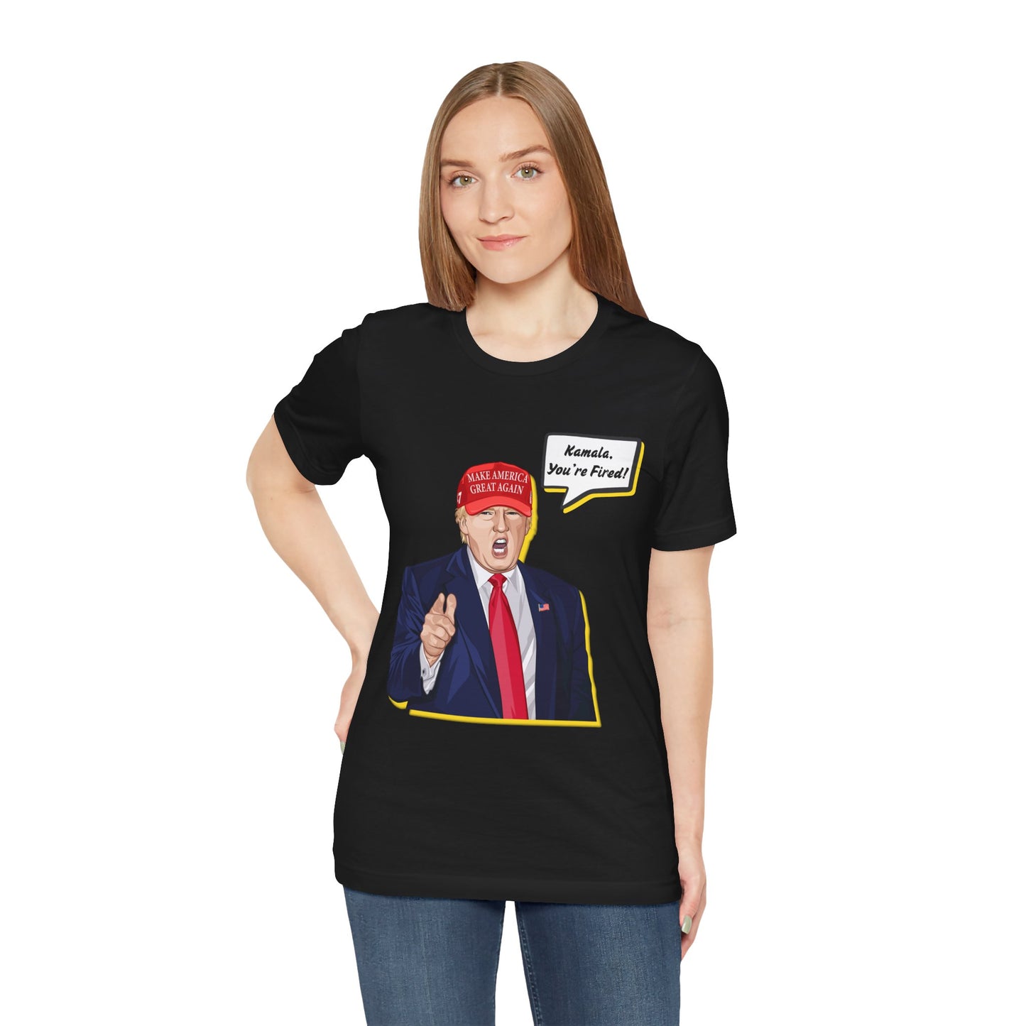 Trump "KAMALA, YOU'RE FIRED!" Cartoon Art IX - Unisex T-Shirt