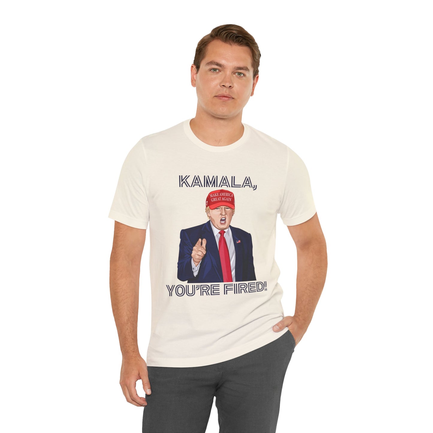 Trump "KAMALA, YOU'RE FIRED!" Cartoon Art VI - Unisex T-Shirt