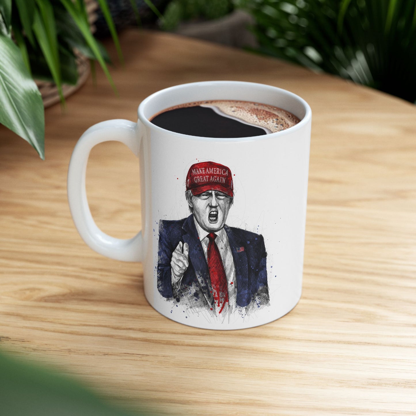 Trump "YOU'RE FIRED!" [Image Only] Scribble Art - Ceramic Mug (White, 11oz)