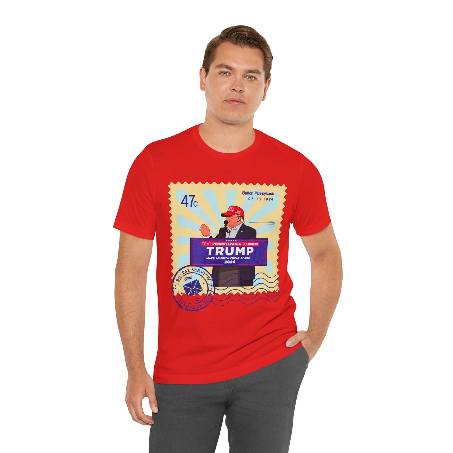 Trump 47c Bullet Dodger II Postage Stamp - Unisex T-Shirt