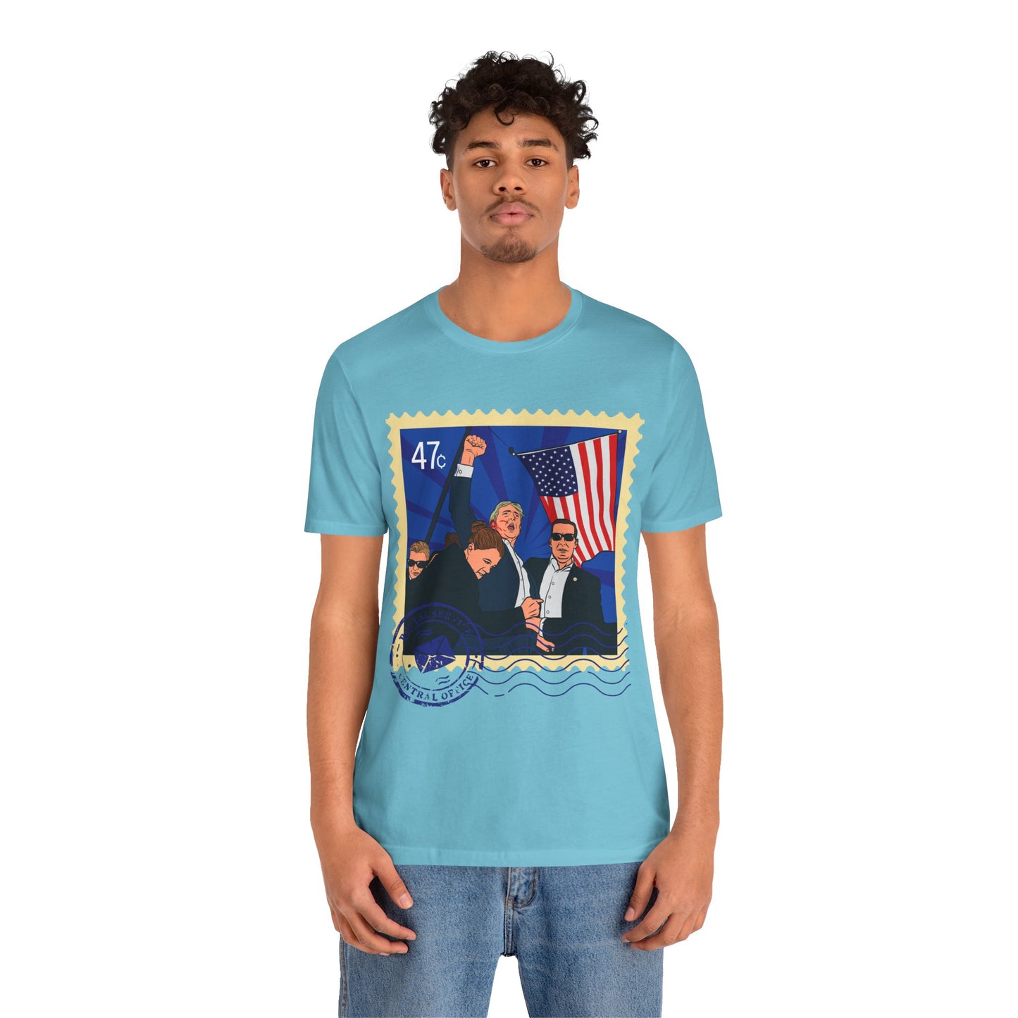 Trump 47c Assassination Defiance Pop Art Postage Stamp - Unisex T-Shirt