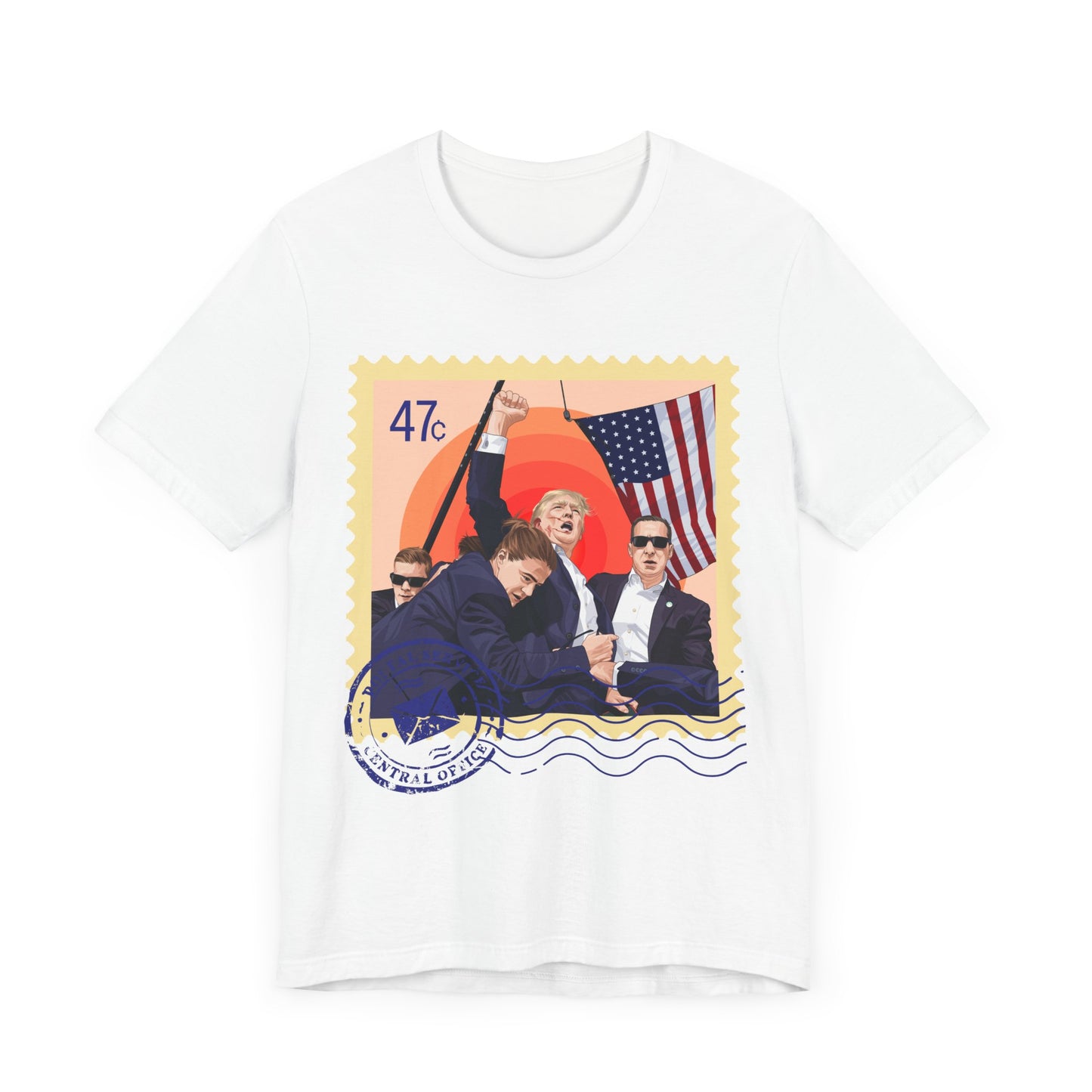 Trump 47c Assassination Defiance Cartoon Art I Postage Stamp - Unisex T-Shirt