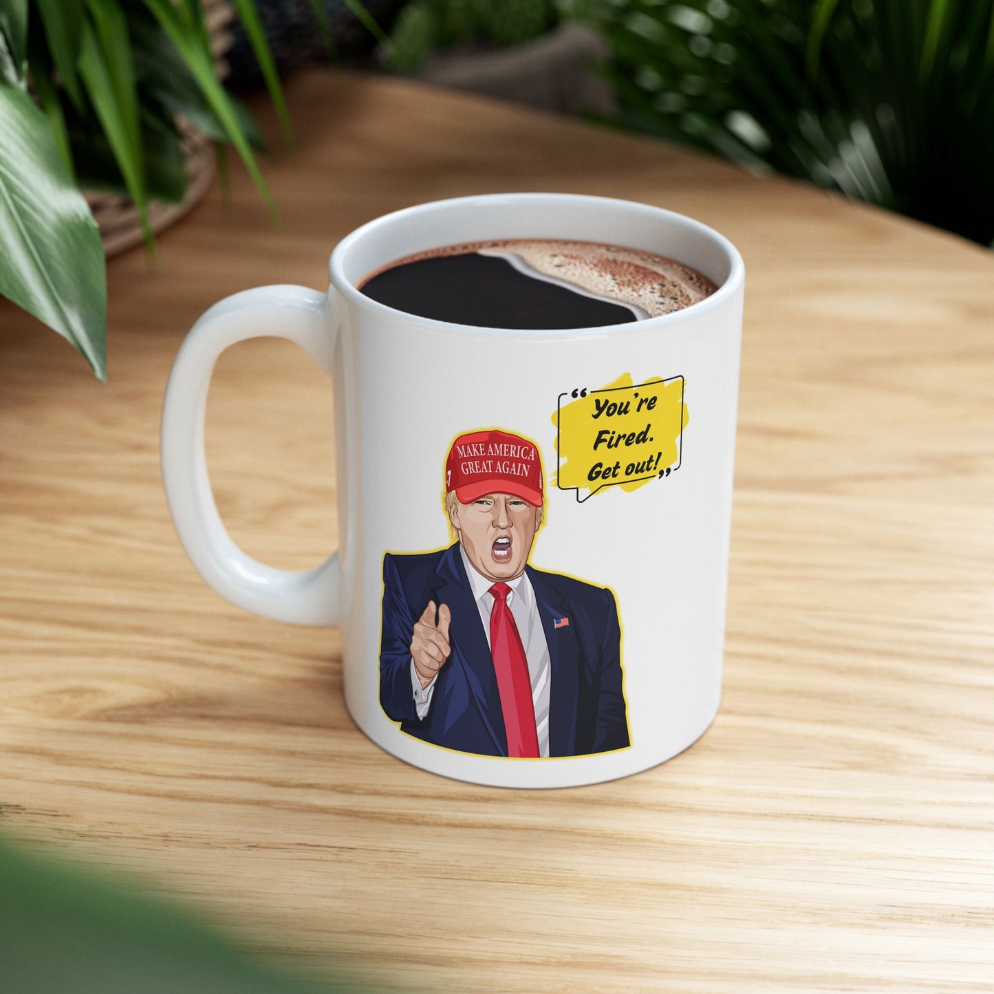 Trump "YOU'RE FIRED!" Cartoon Art IV - Ceramic Mug (White, 11oz)