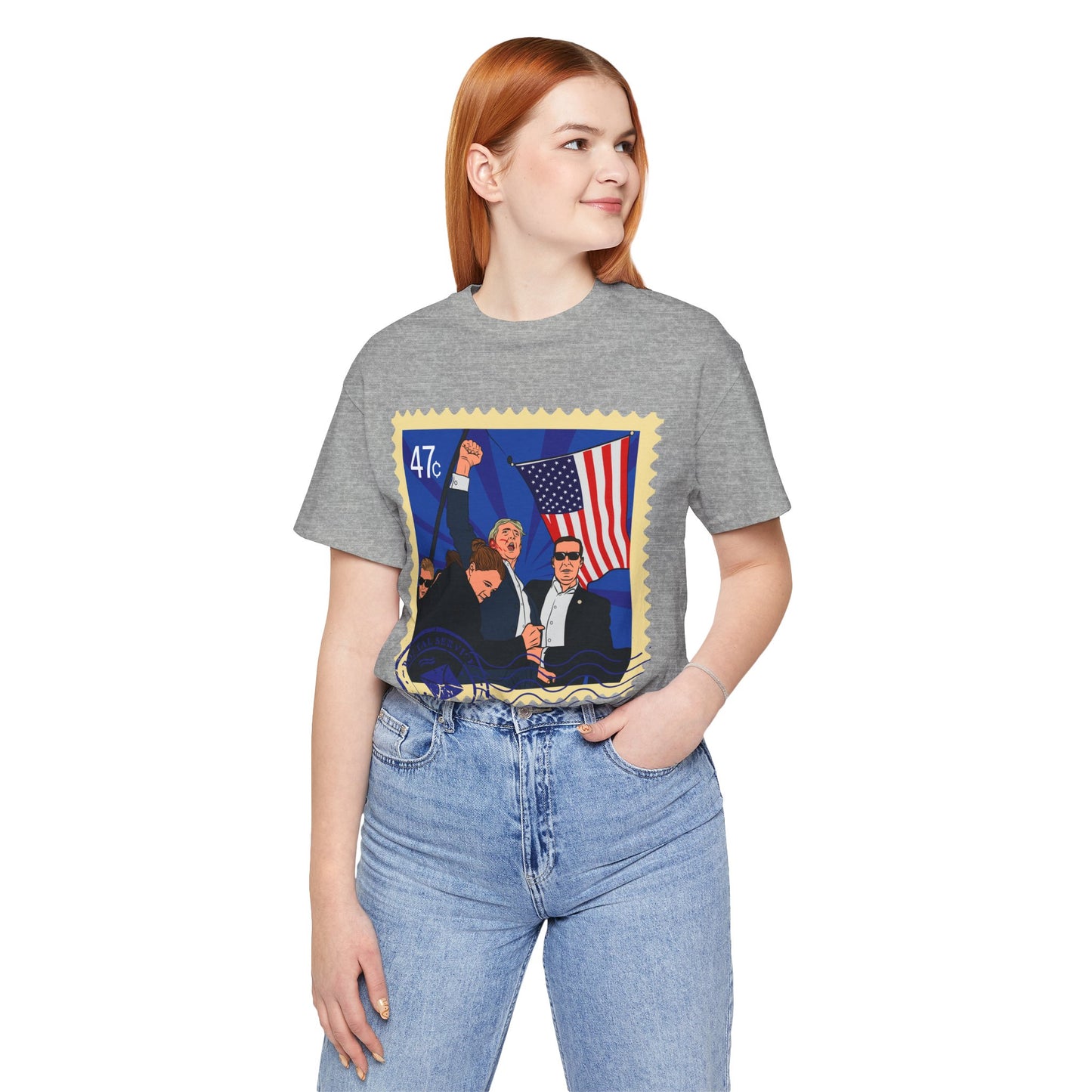 Trump 47c Assassination Defiance Pop Art Postage Stamp - Unisex T-Shirt