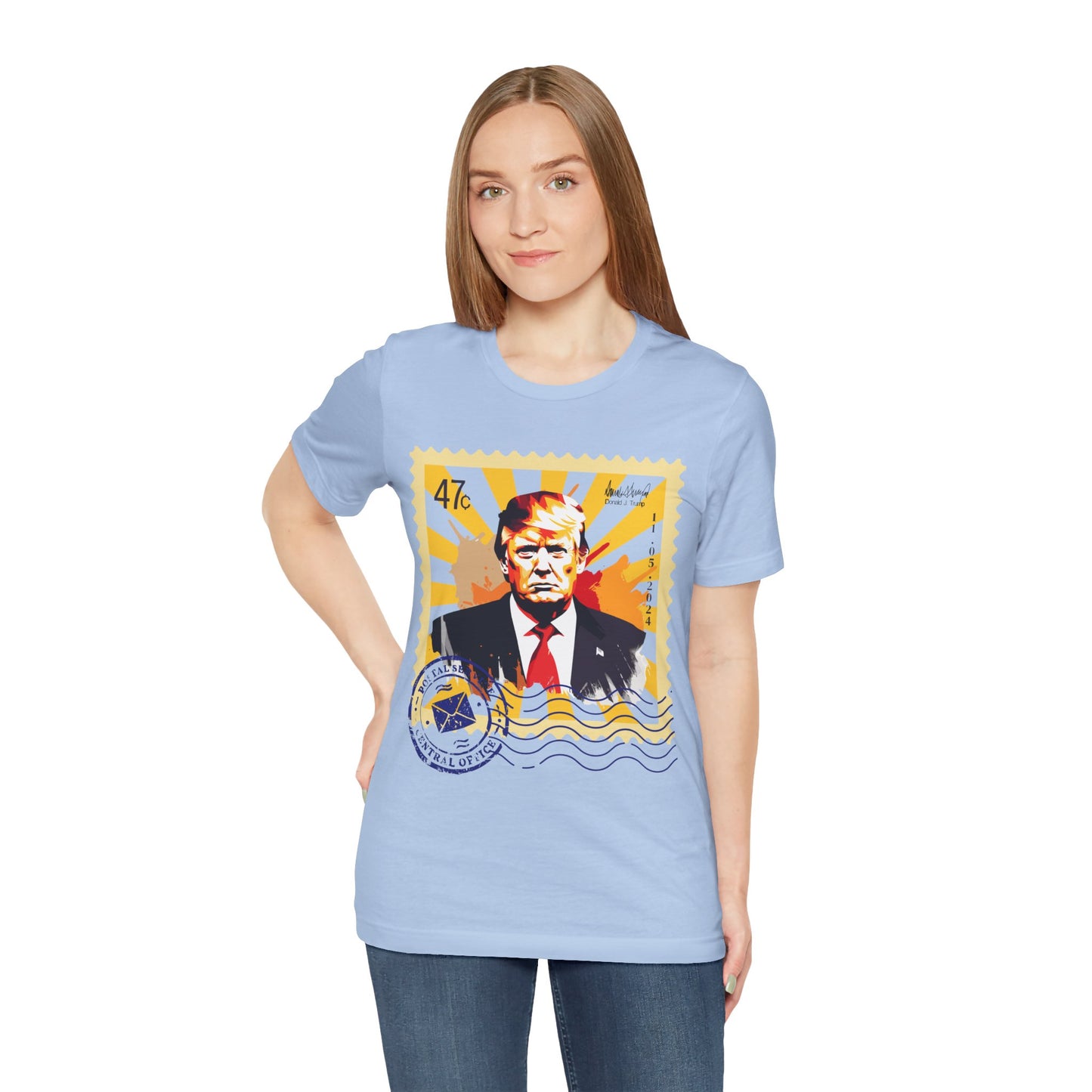 Trump 47c Watercolor Portrait Postage Stamp - Unisex T-Shirt