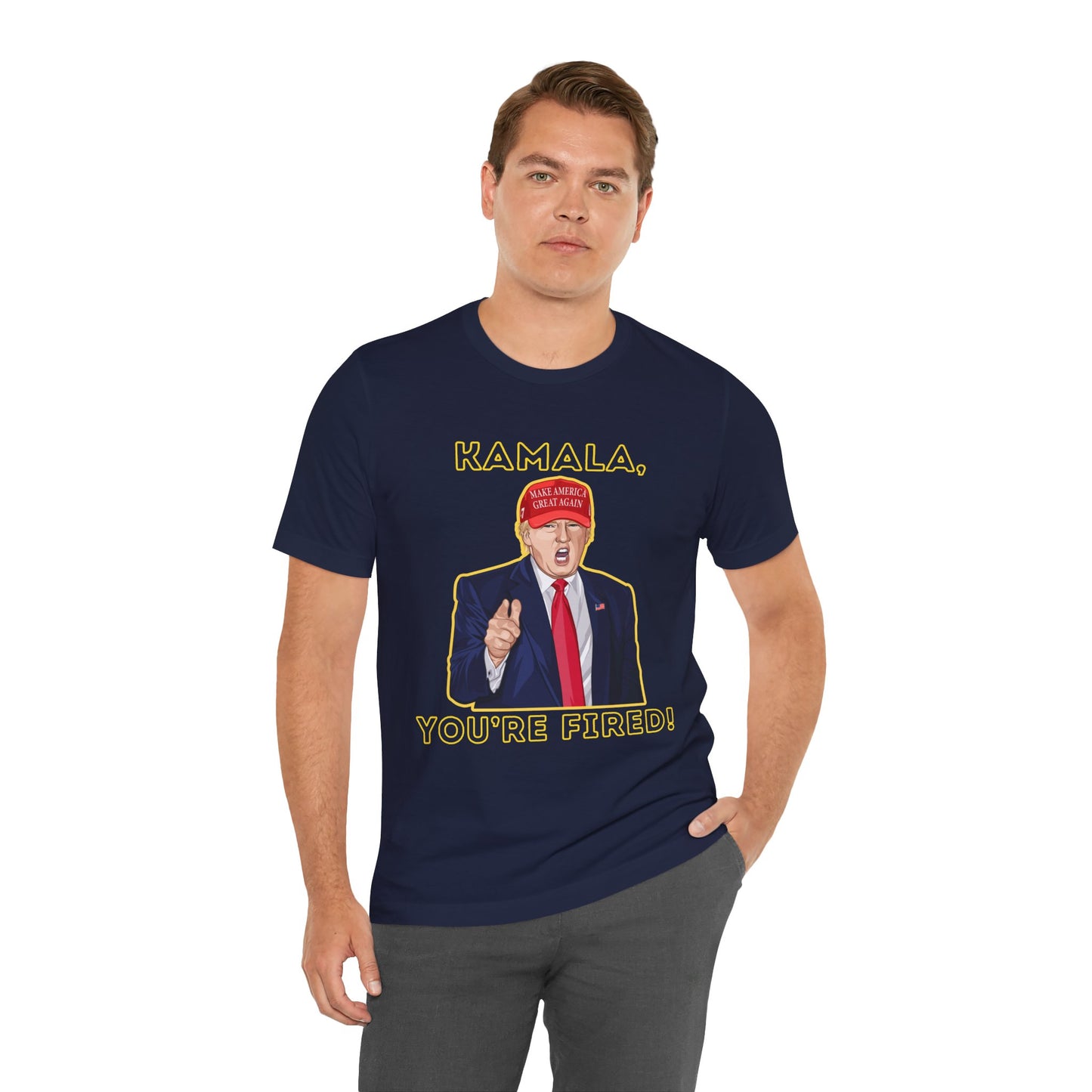 Trump "KAMALA, YOU'RE FIRED!" Cartoon Art V - Unisex T-Shirt