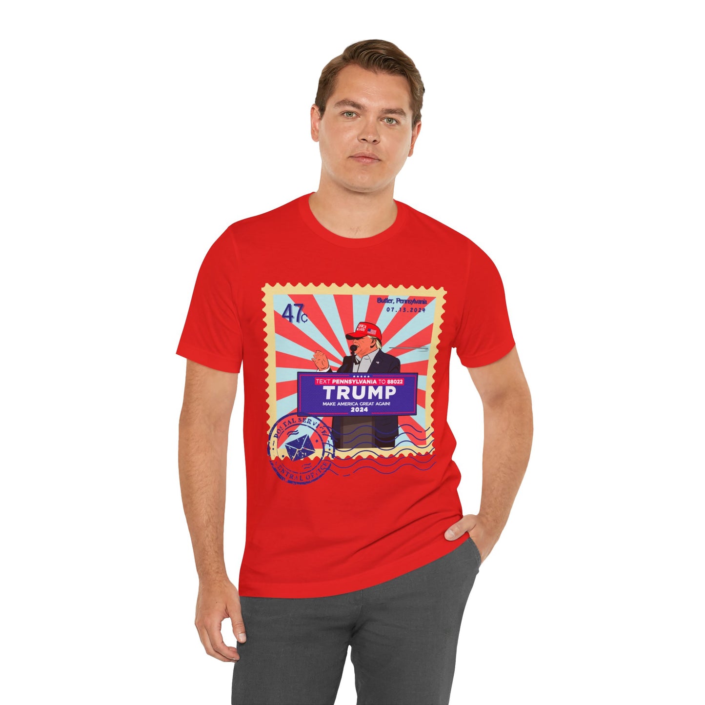 Trump 47c Bullet Dodger Postage Stamp - Unisex T-Shirt