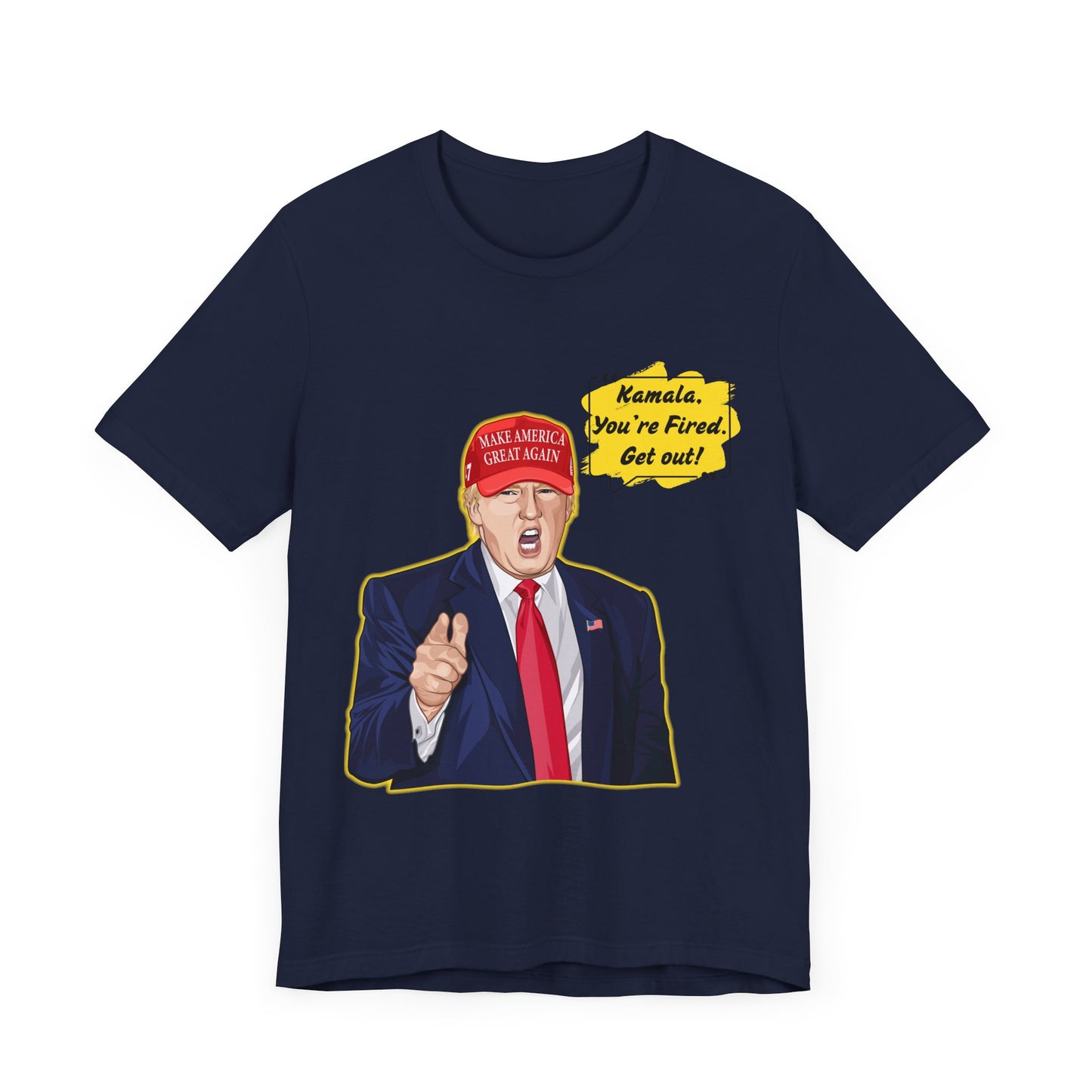 Trump "Kamala, You're Fired. Get Out!" Cartoon Art - Unisex T-Shirt