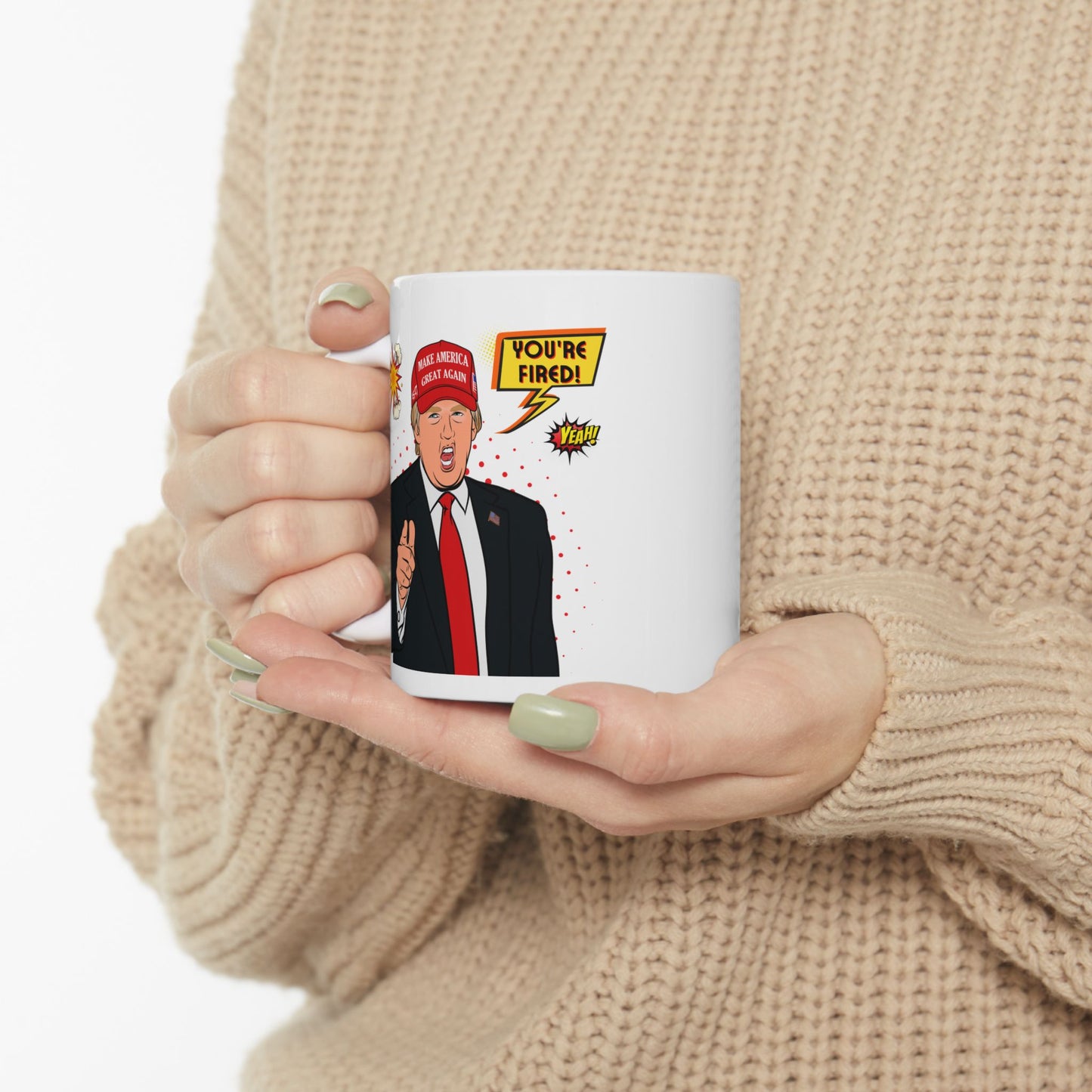 Trump "YOU'RE FIRED!" Pop Art I - Ceramic Mug (White, 11oz)