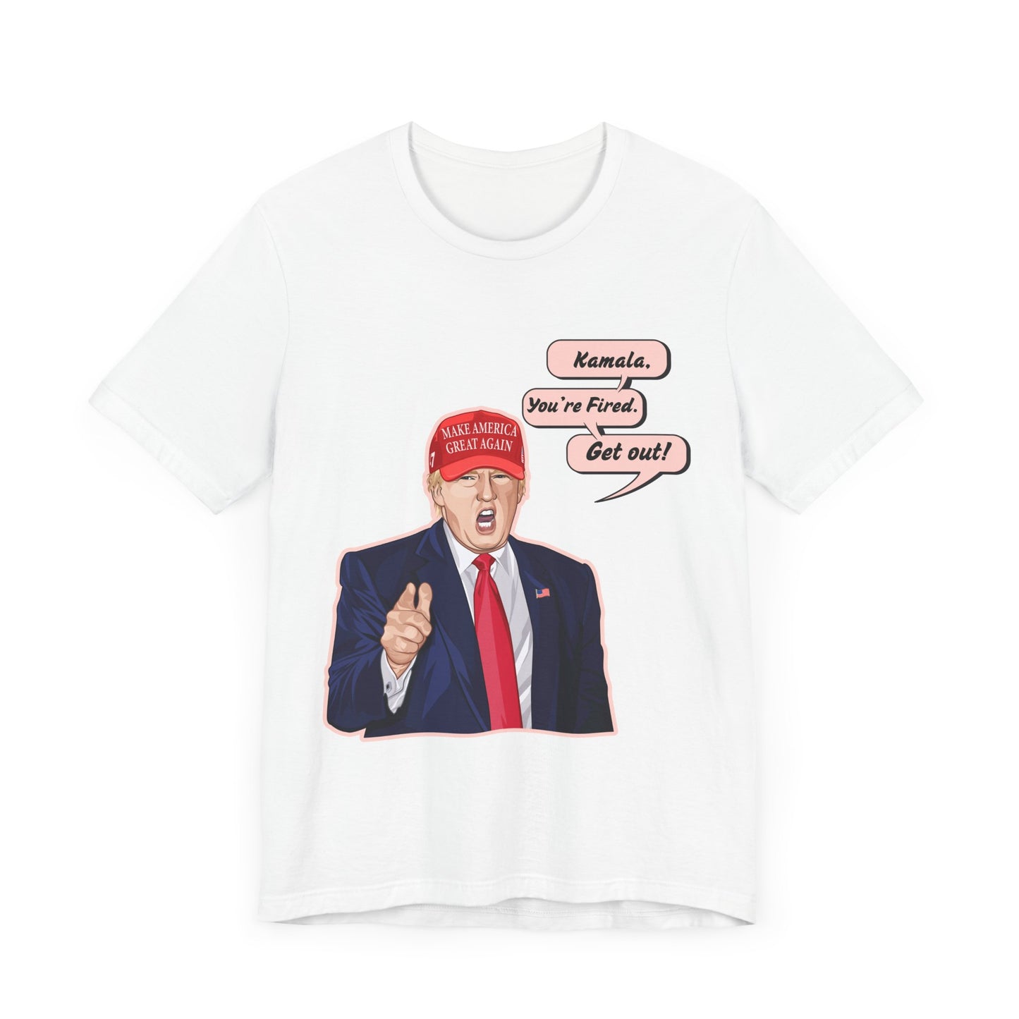 Trump "Kamala, You're Fired. Get Out!" Cartoon Art II - Unisex T-Shirt