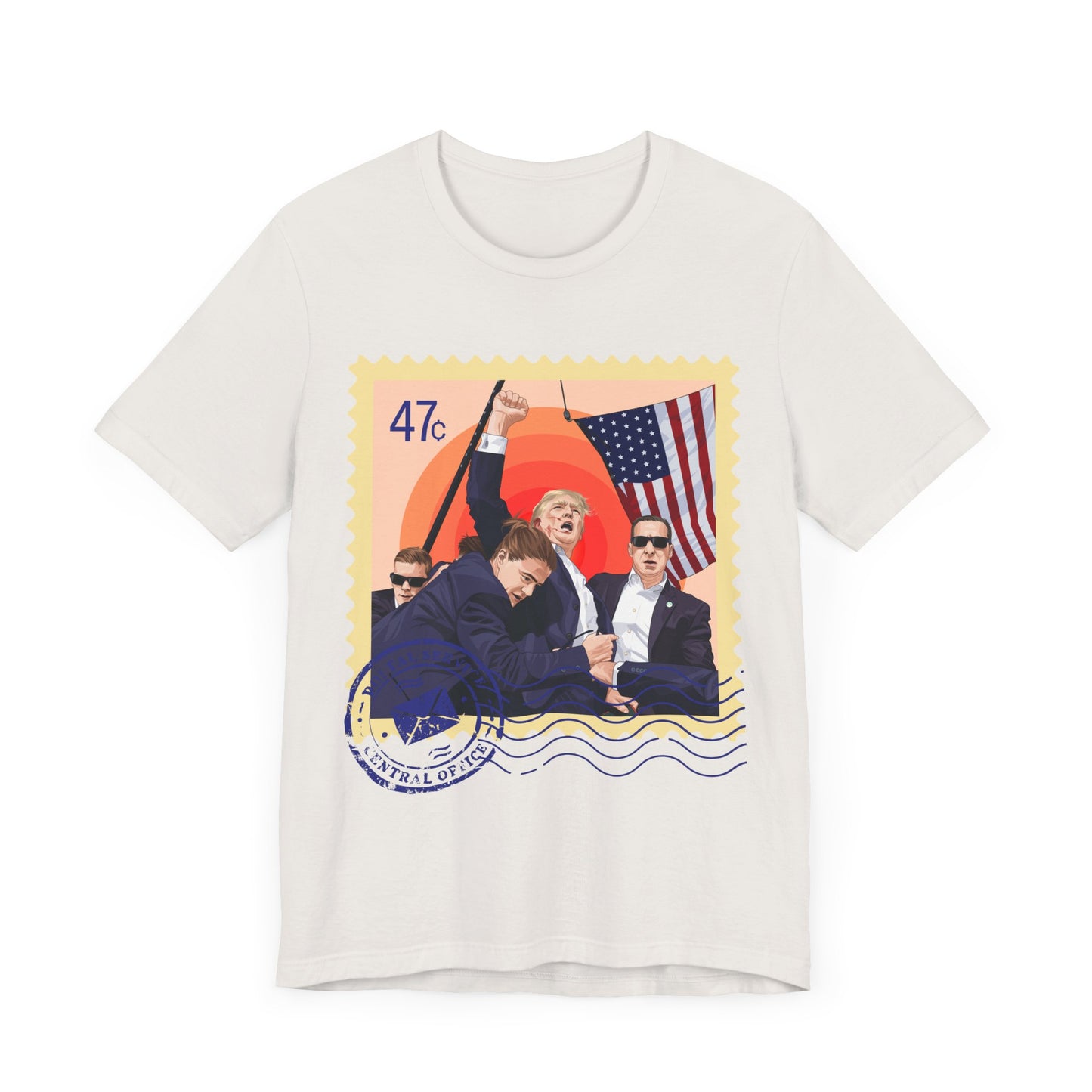 Trump 47c Assassination Defiance Cartoon Art I Postage Stamp - Unisex T-Shirt