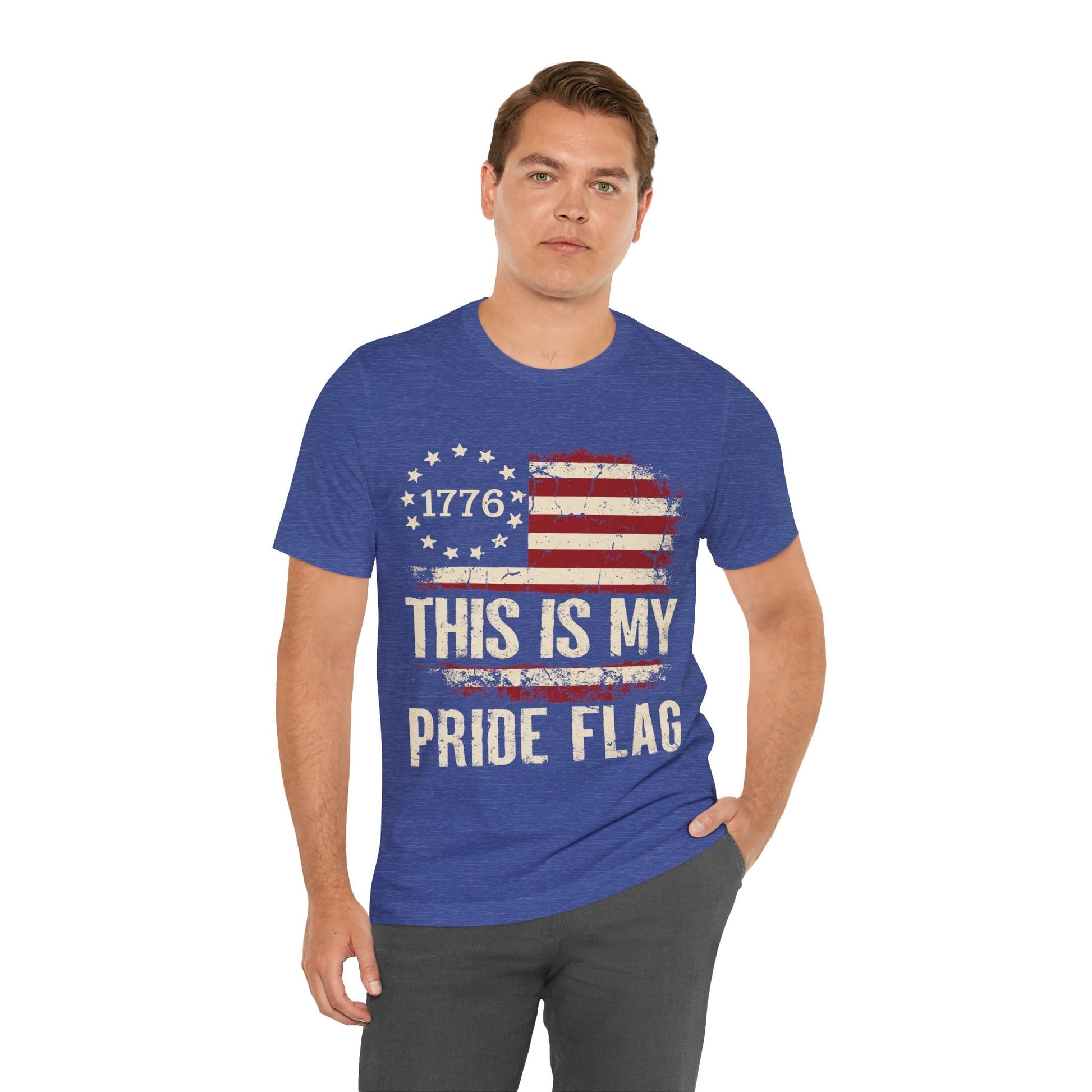 1776 This Is My Pride Flag - Unisex T - Shirt - American Apostle - Heather True Royal