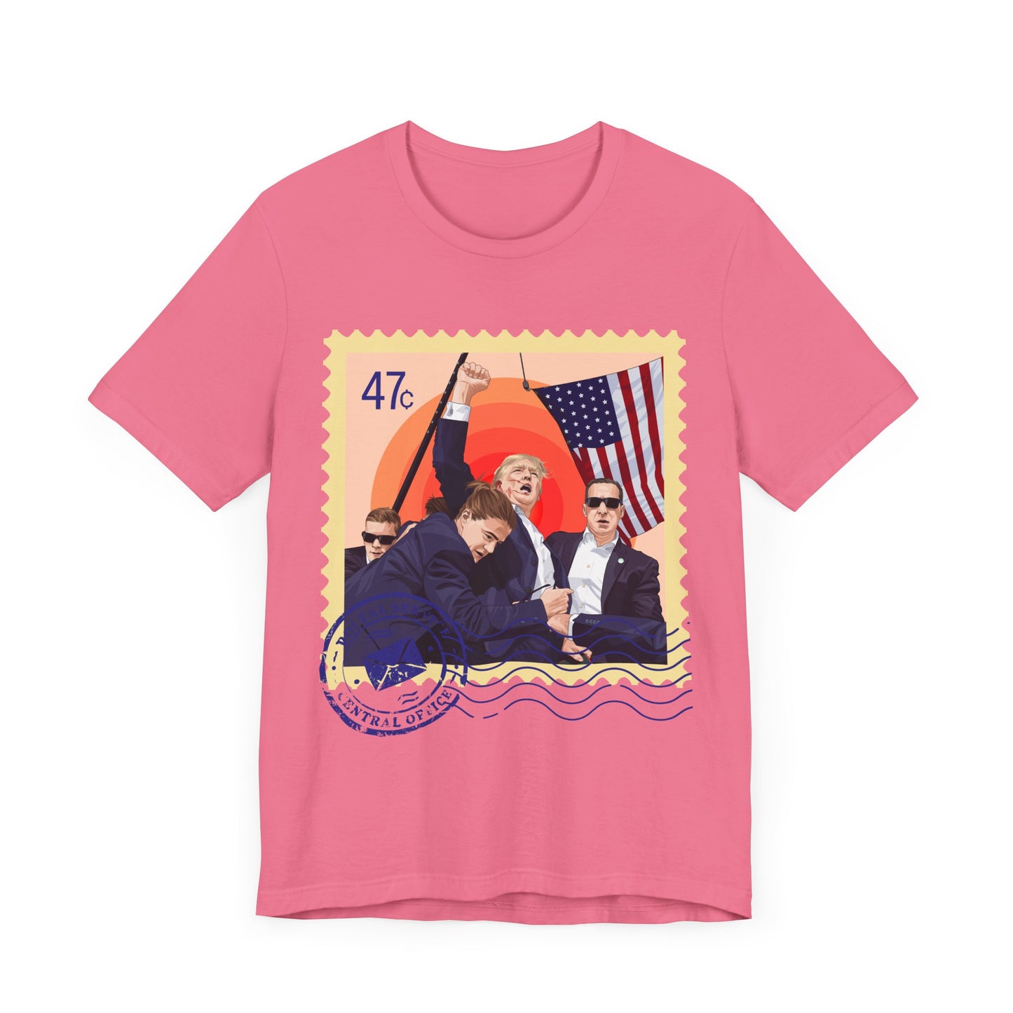 Trump 47c Assassination Defiance Cartoon Art I Postage Stamp - Unisex T-Shirt