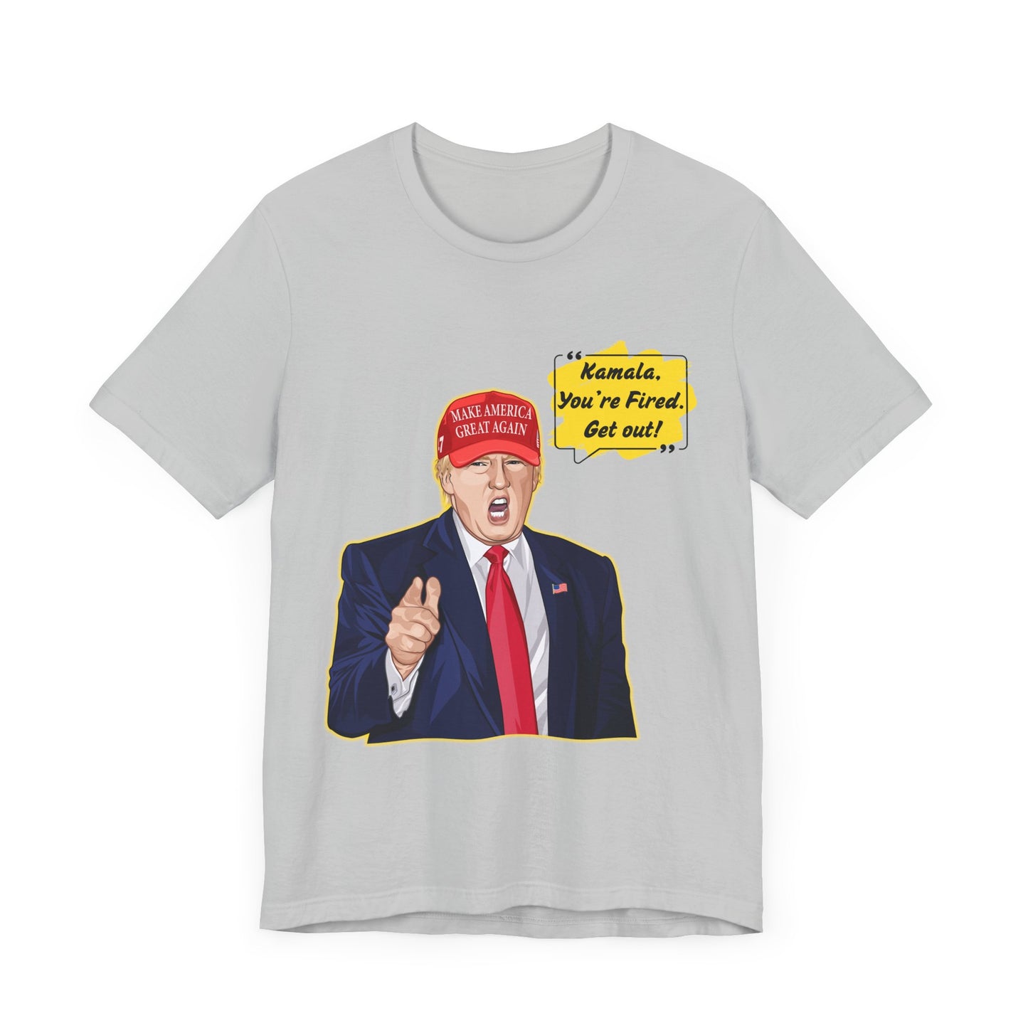 Trump "Kamala, You're Fired. Get Out!" Cartoon Art - Unisex T-Shirt