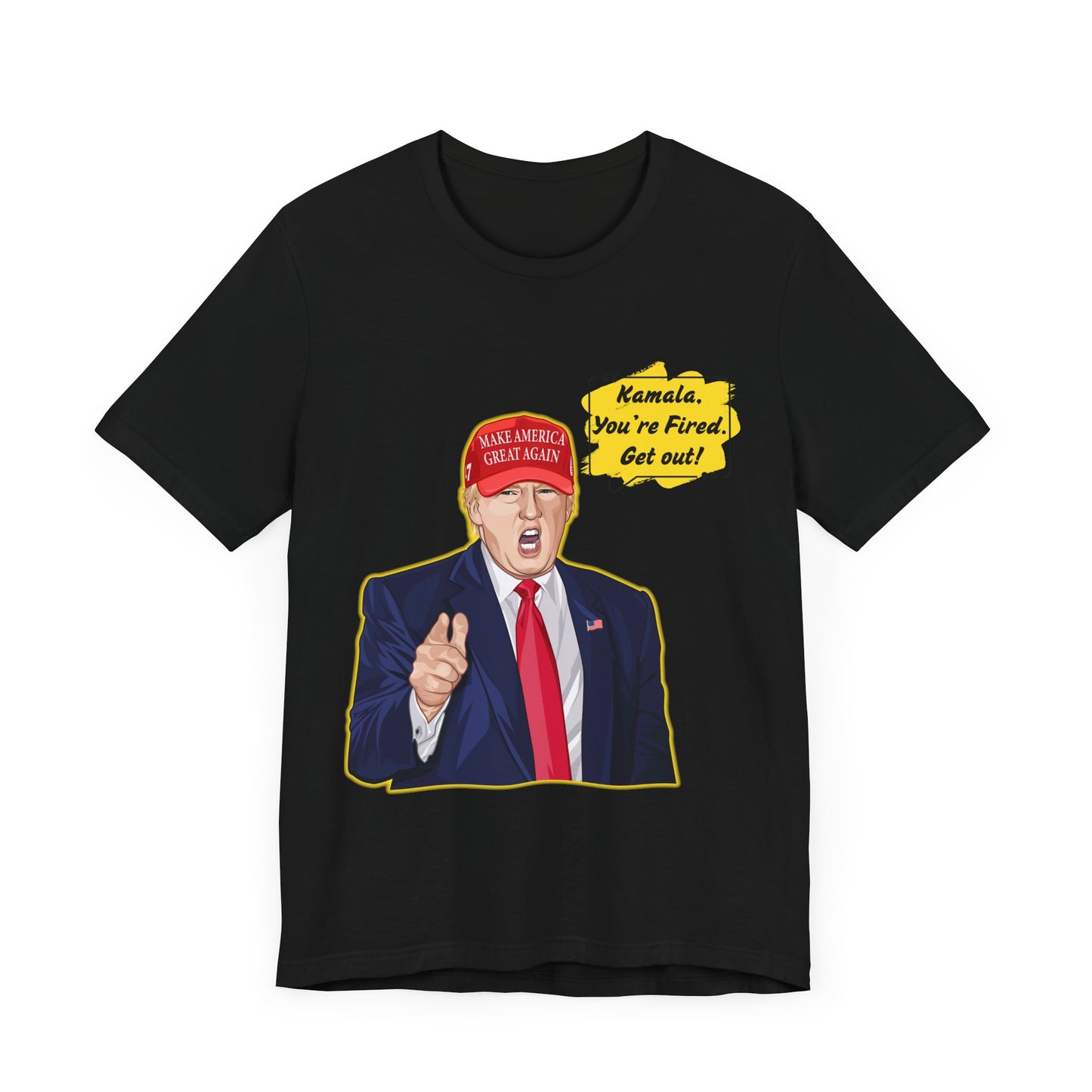 Trump "Kamala, You're Fired. Get Out!" Cartoon Art - Unisex T-Shirt