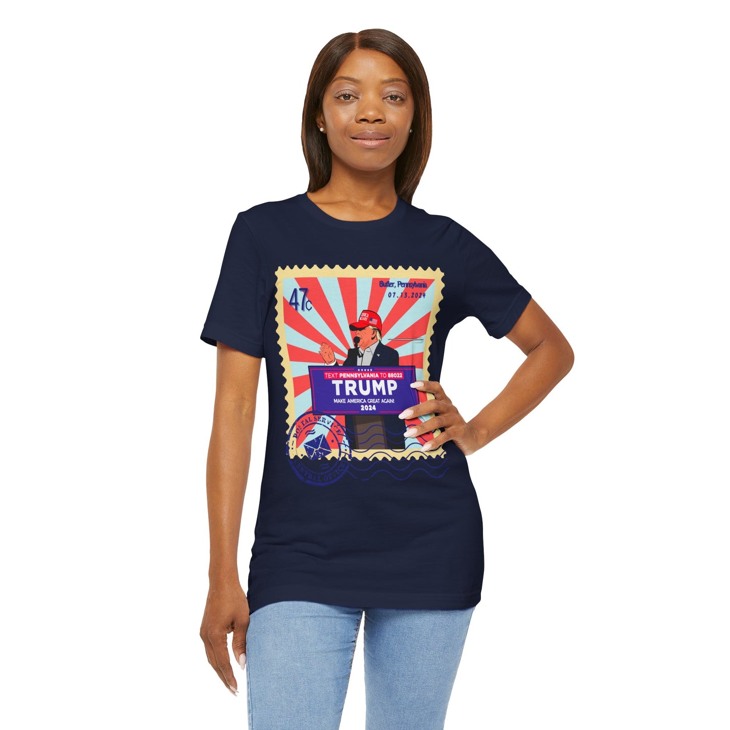 Trump 47c Bullet Dodger Postage Stamp - Unisex T-Shirt