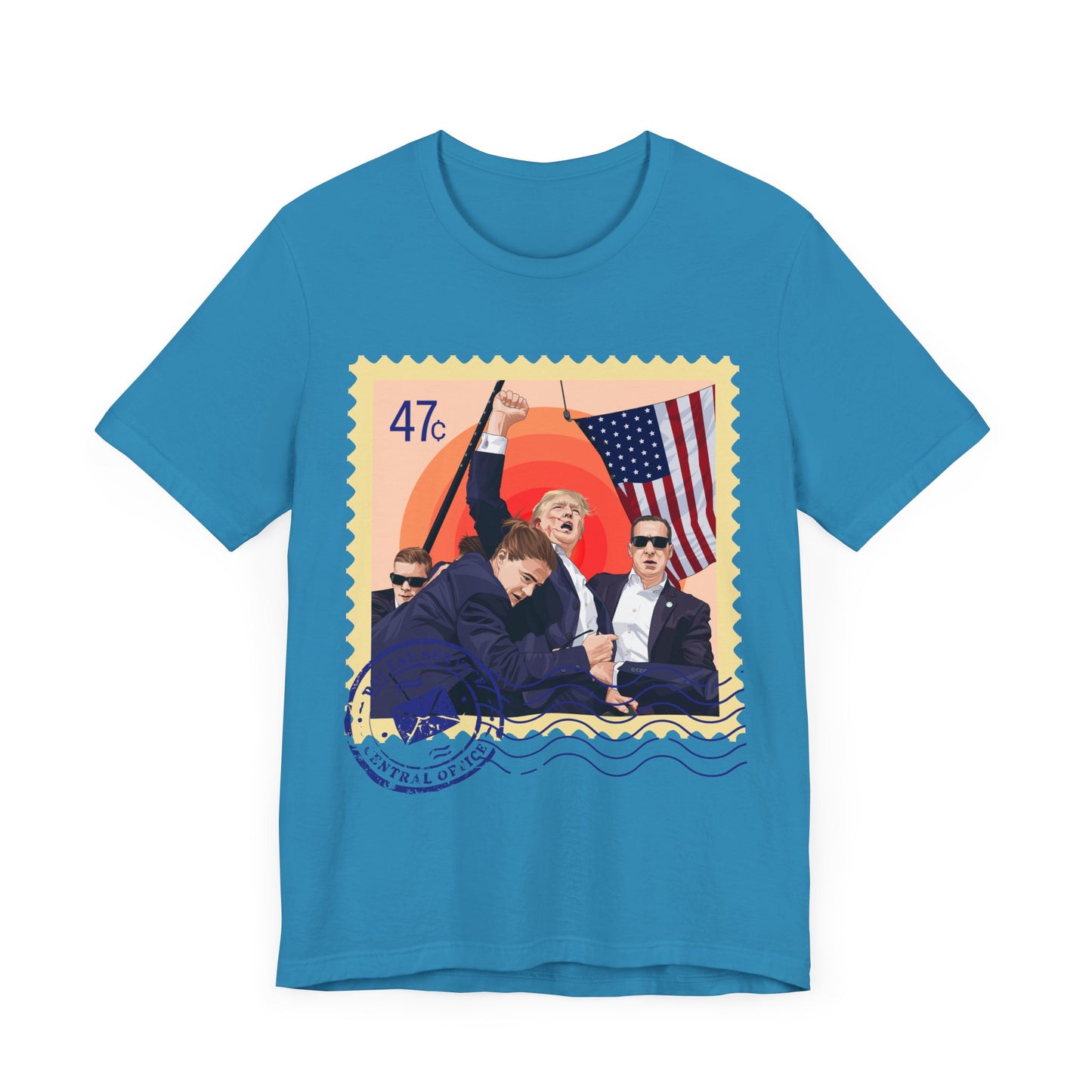 Trump 47c Assassination Defiance Cartoon Art I Postage Stamp - Unisex T-Shirt