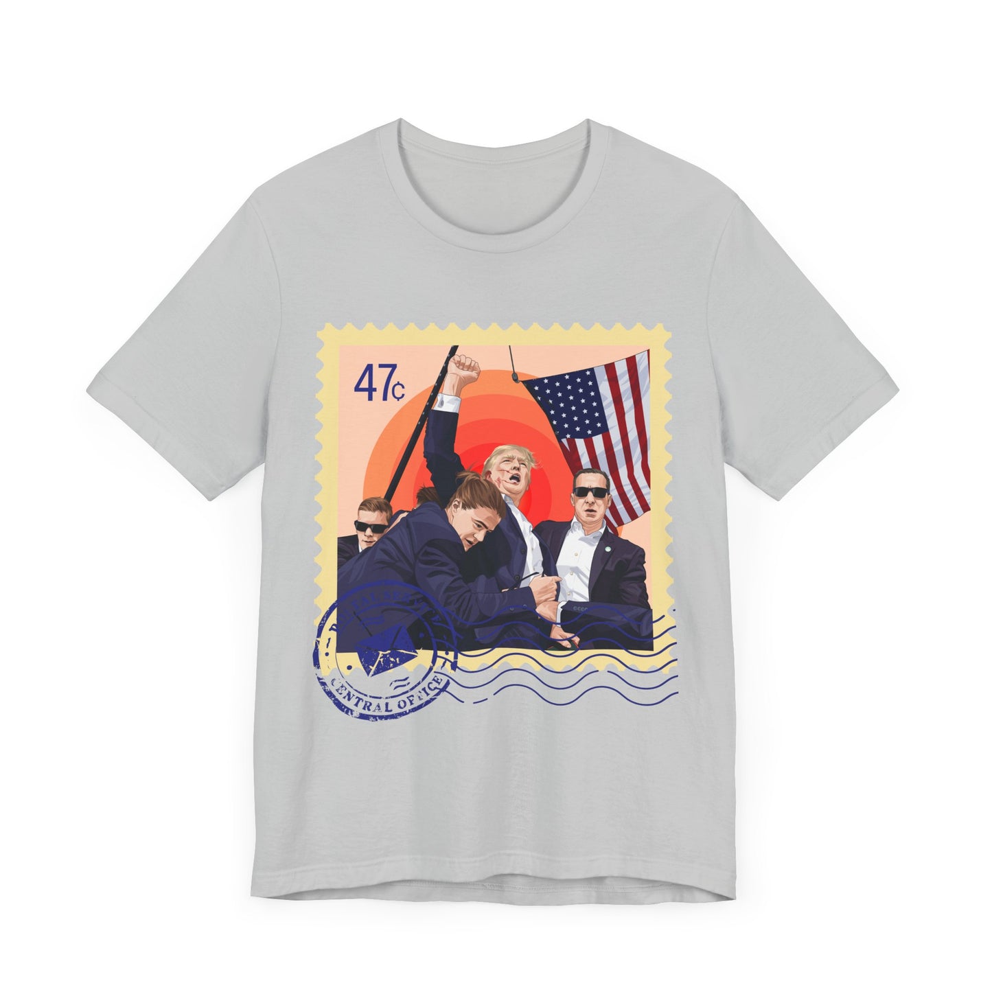 Trump 47c Assassination Defiance Cartoon Art I Postage Stamp - Unisex T-Shirt