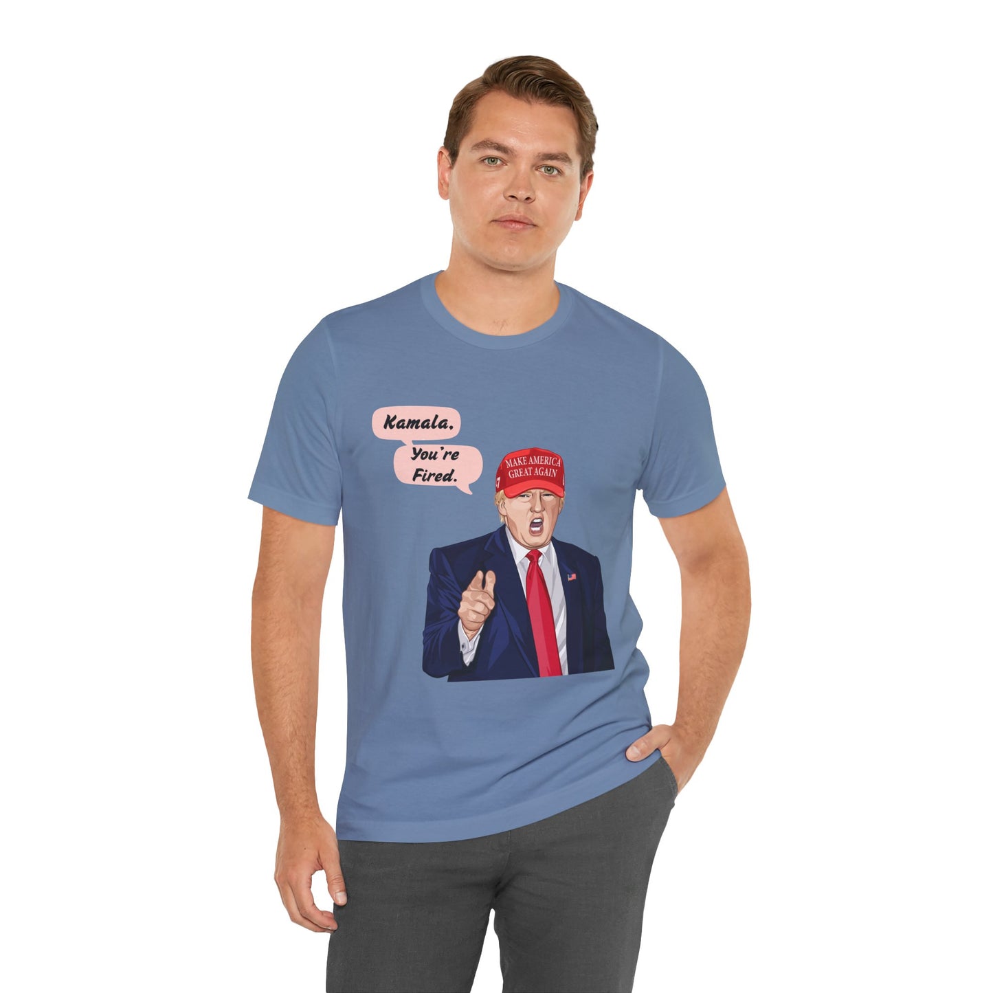 Trump "Kamala, You're Fired!" Cartoon Art X - Unisex T-Shirt