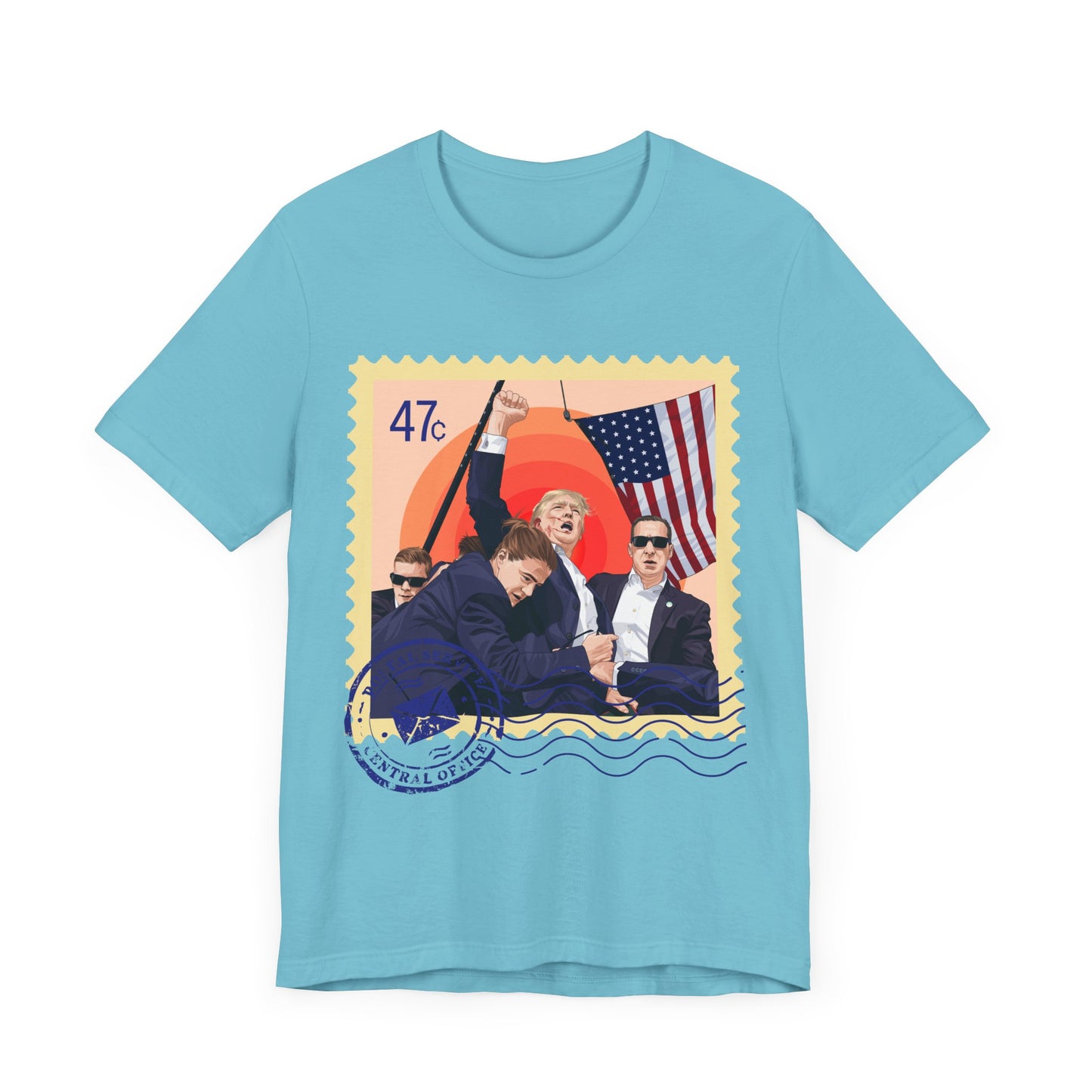 Trump 47c Assassination Defiance Cartoon Art I Postage Stamp - Unisex T-Shirt