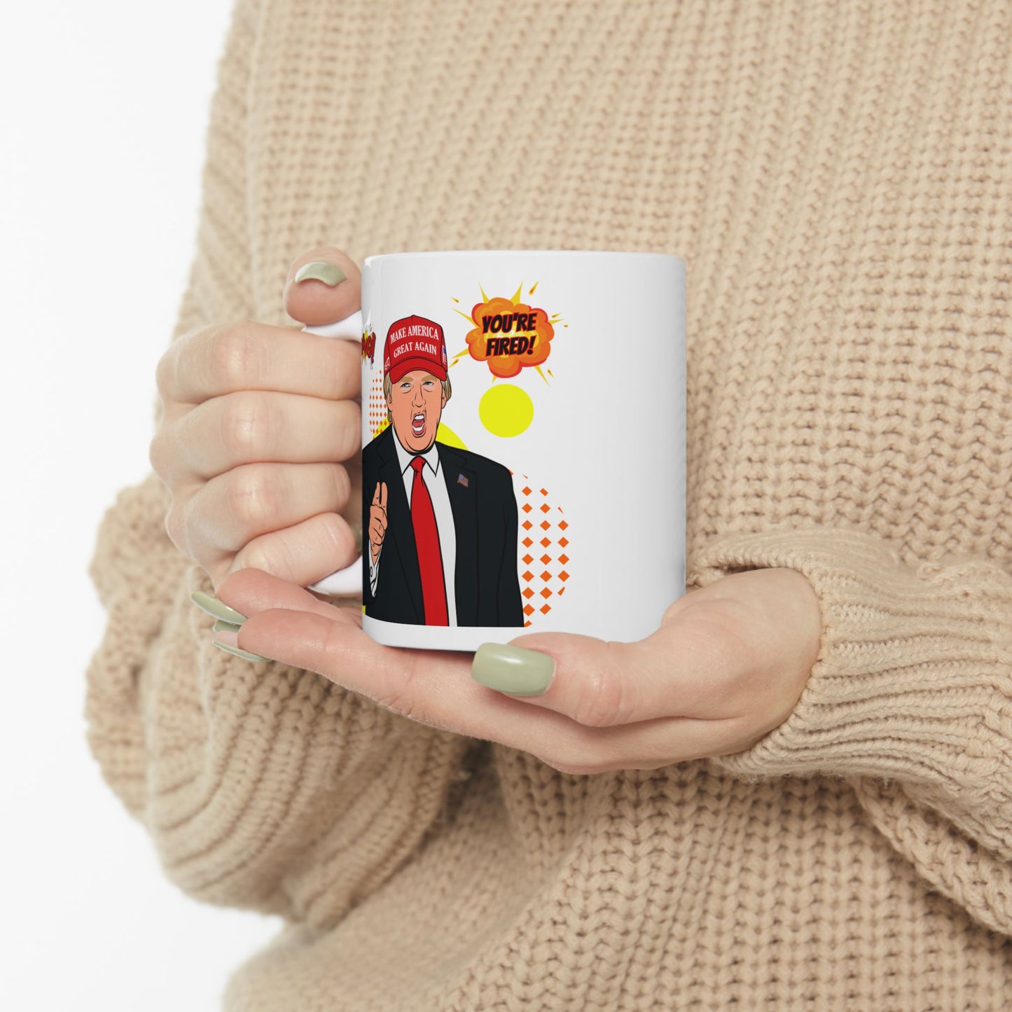 Trump "YOU'RE FIRED!" Pop Art II - Ceramic Mug (White, 11oz)