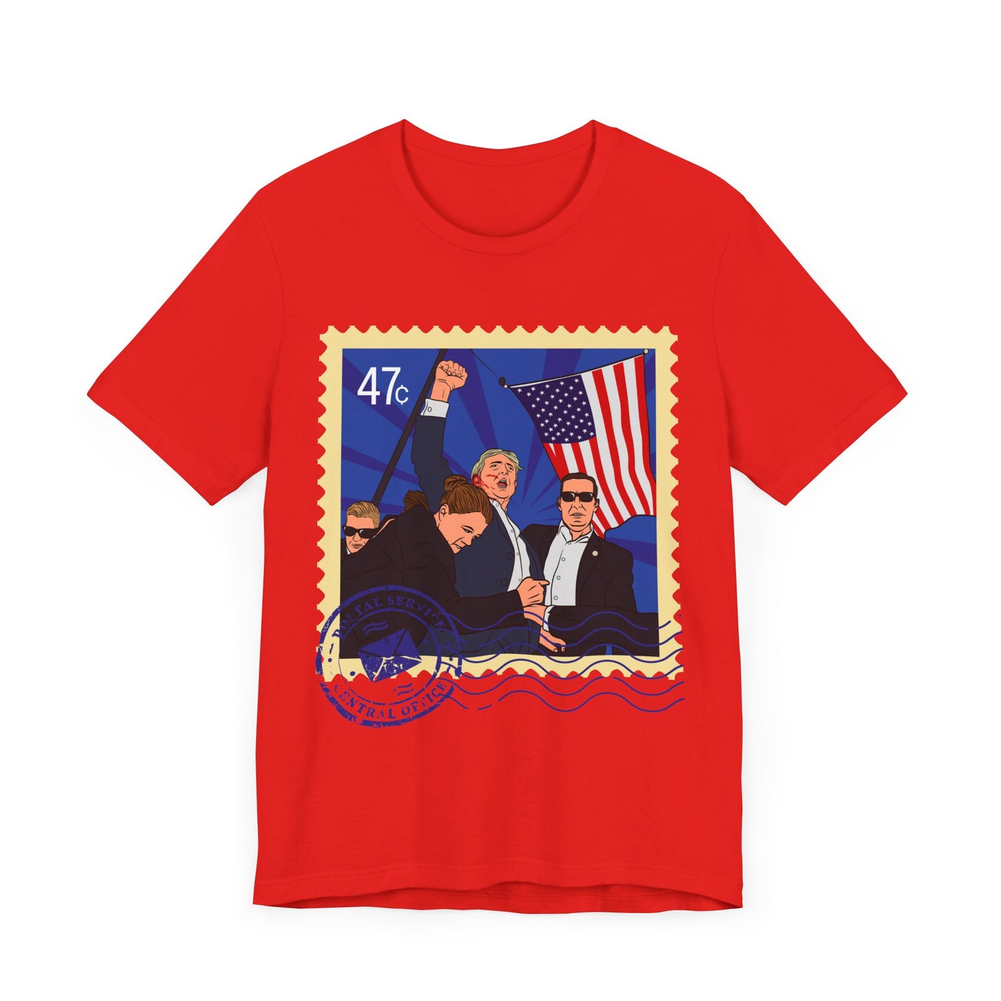 Trump 47c Assassination Defiance Pop Art Postage Stamp - Unisex T-Shirt