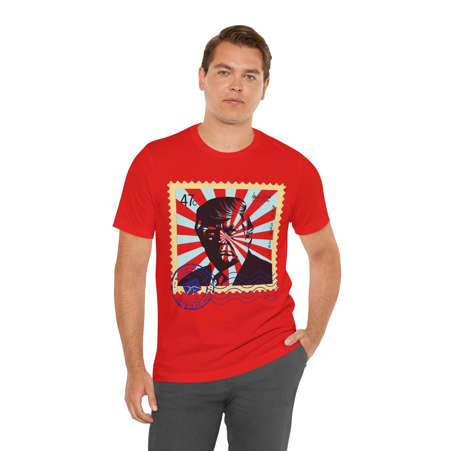 Trump 47c Silhouette Portrait Postage Stamp - Unisex T-Shirt