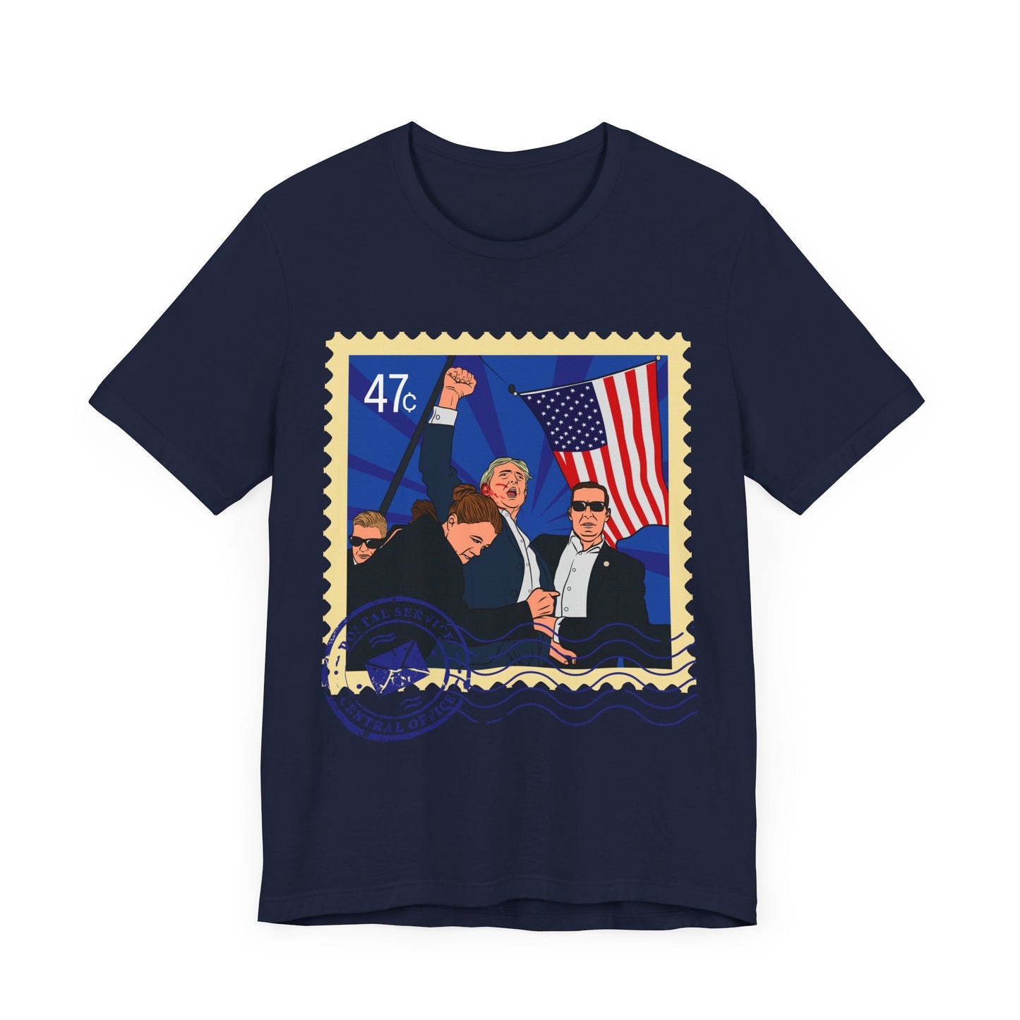 Trump 47c Assassination Defiance Pop Art Postage Stamp - Unisex T-Shirt