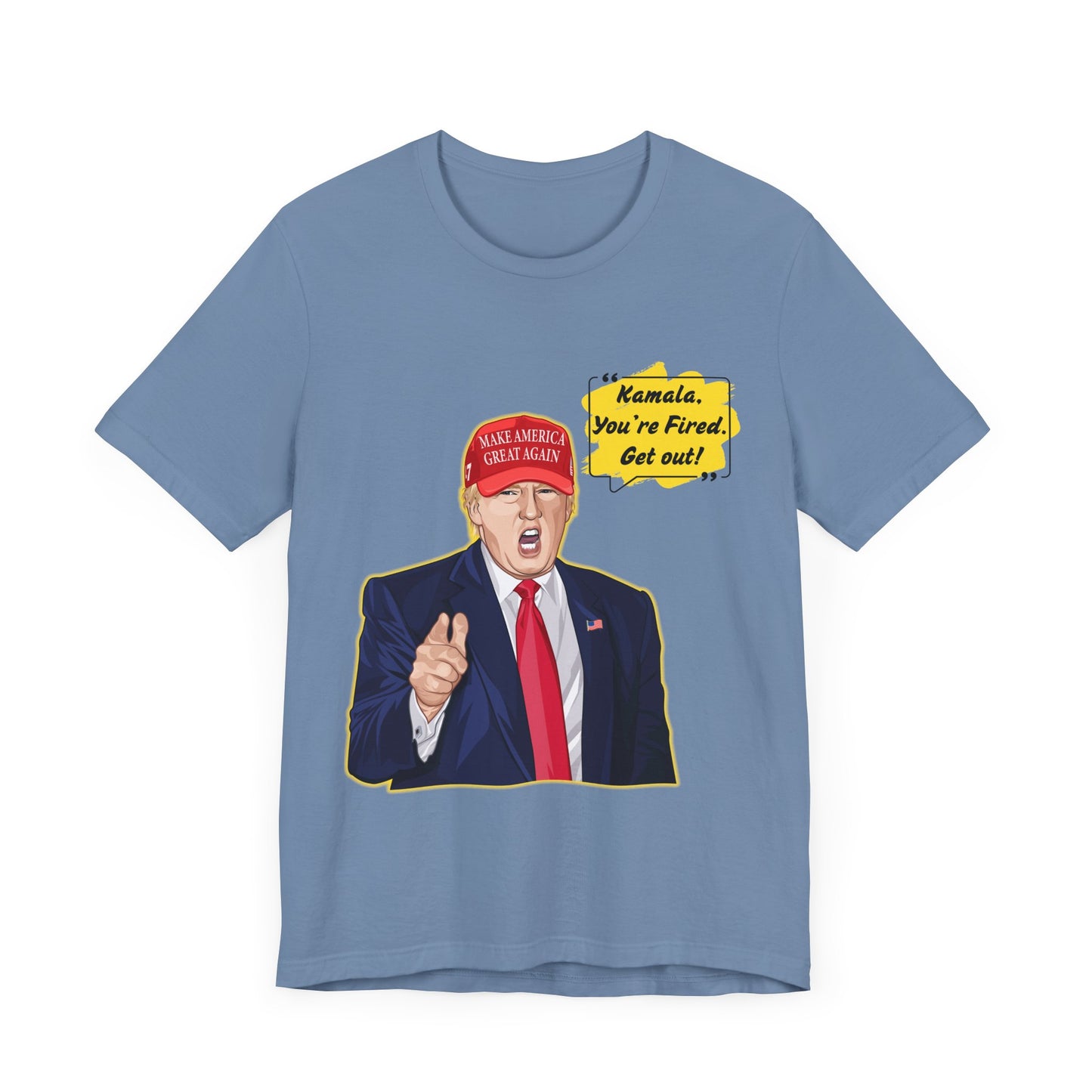 Trump "Kamala, You're Fired. Get Out!" Cartoon Art - Unisex T-Shirt