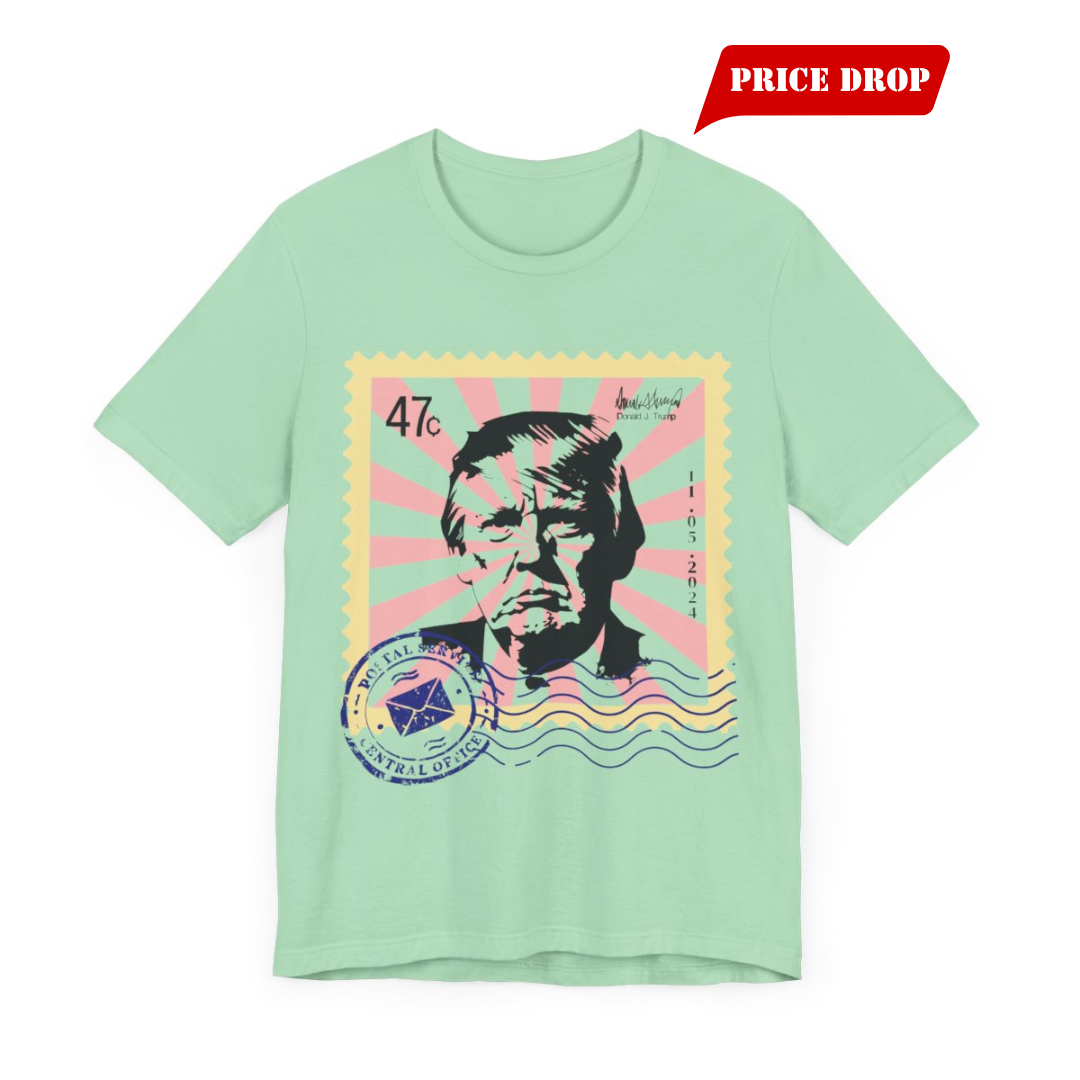 Trump 47c Silhouette Portrait II Postage Stamp - Unisex T-Shirt