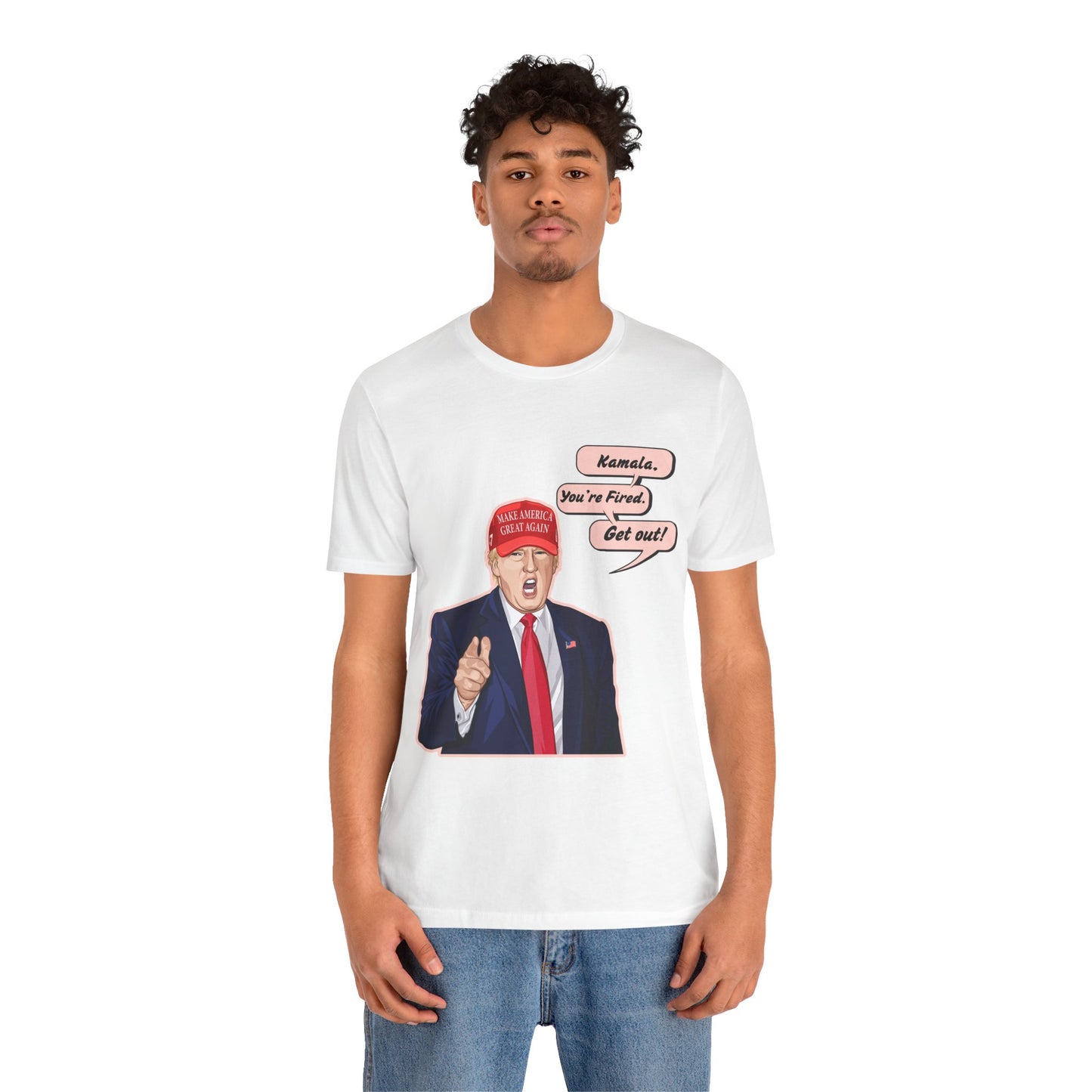 Trump "Kamala, You're Fired. Get Out!" Cartoon Art II - Unisex T-Shirt