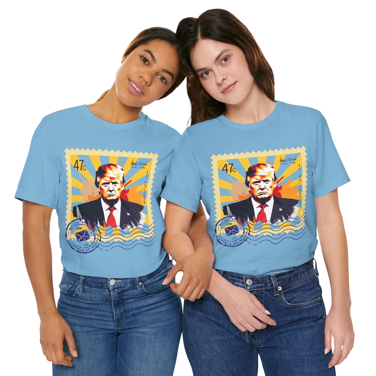 Trump 47c Watercolor Portrait Postage Stamp - Unisex T-Shirt