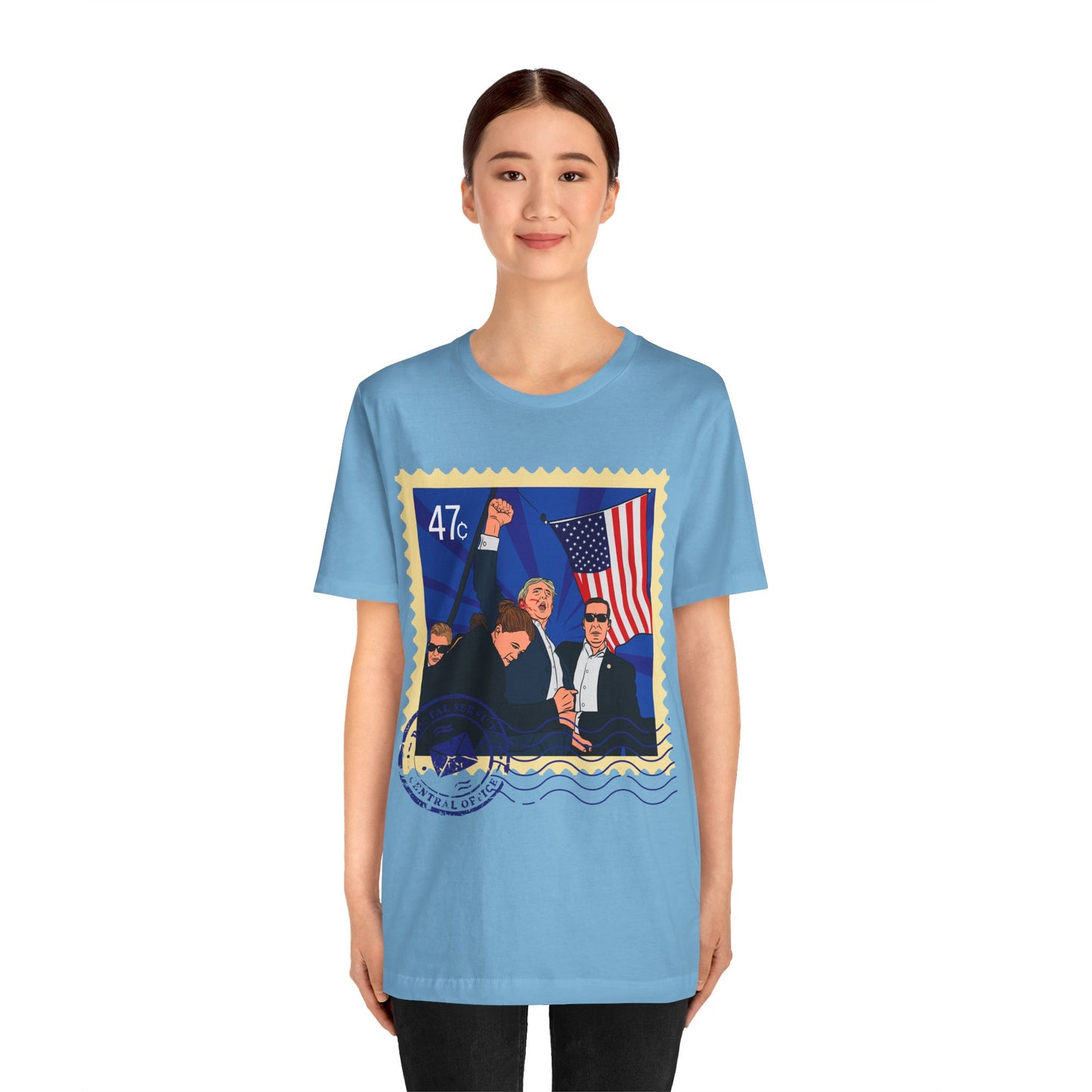 Trump 47c Assassination Defiance Pop Art Postage Stamp - Unisex T-Shirt