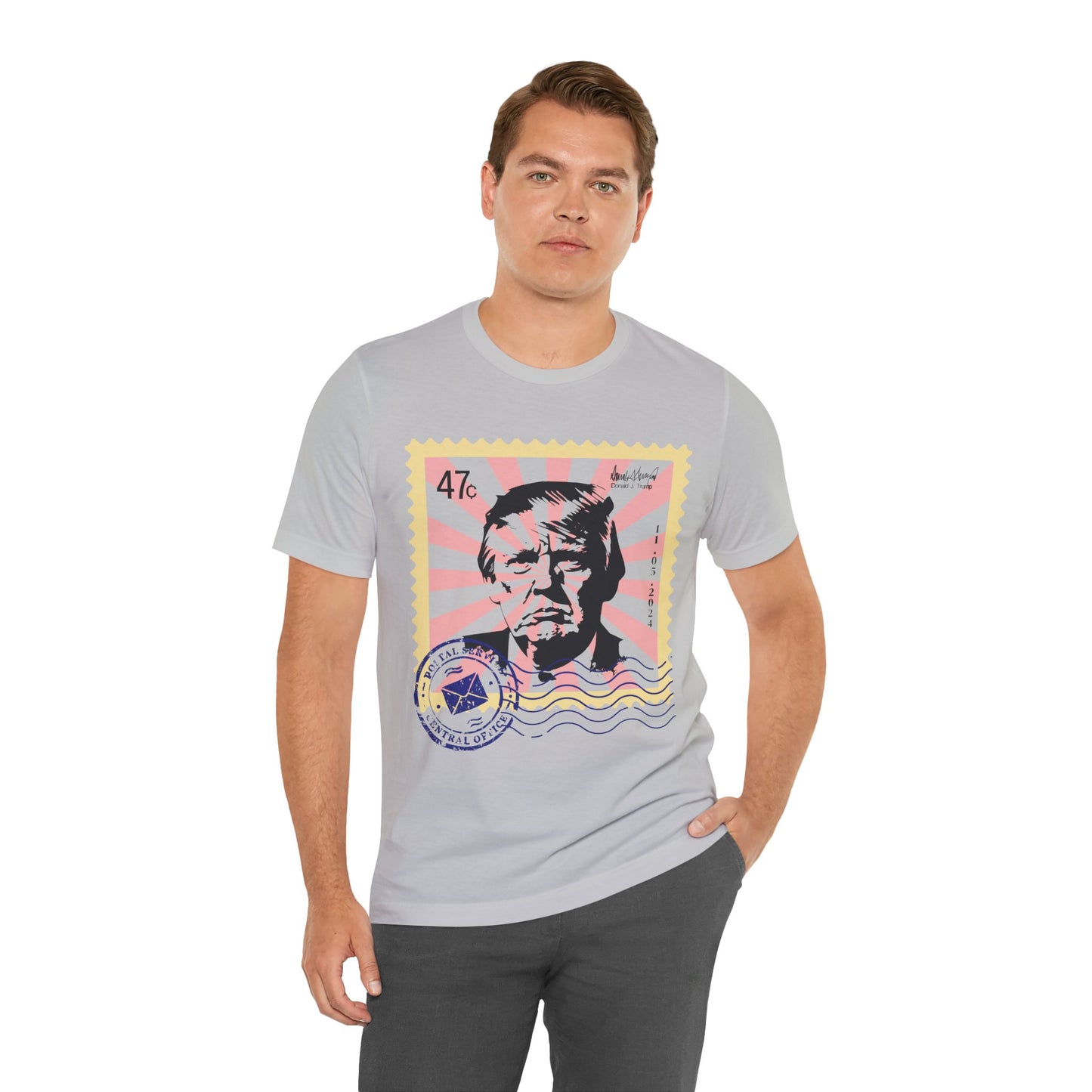 Trump 47c Silhouette Portrait II Postage Stamp - Unisex T-Shirt