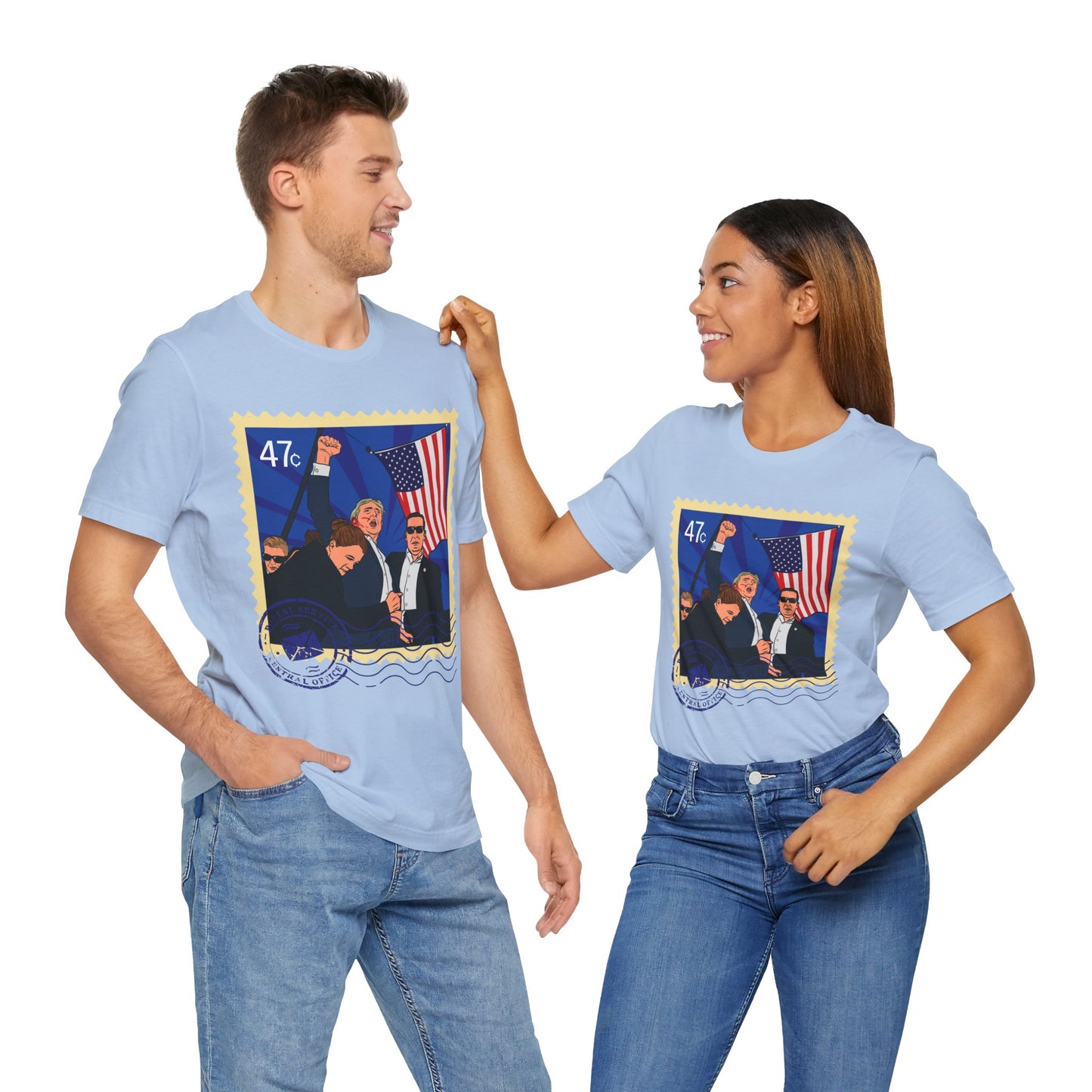 Trump 47c Assassination Defiance Pop Art Postage Stamp - Unisex T-Shirt