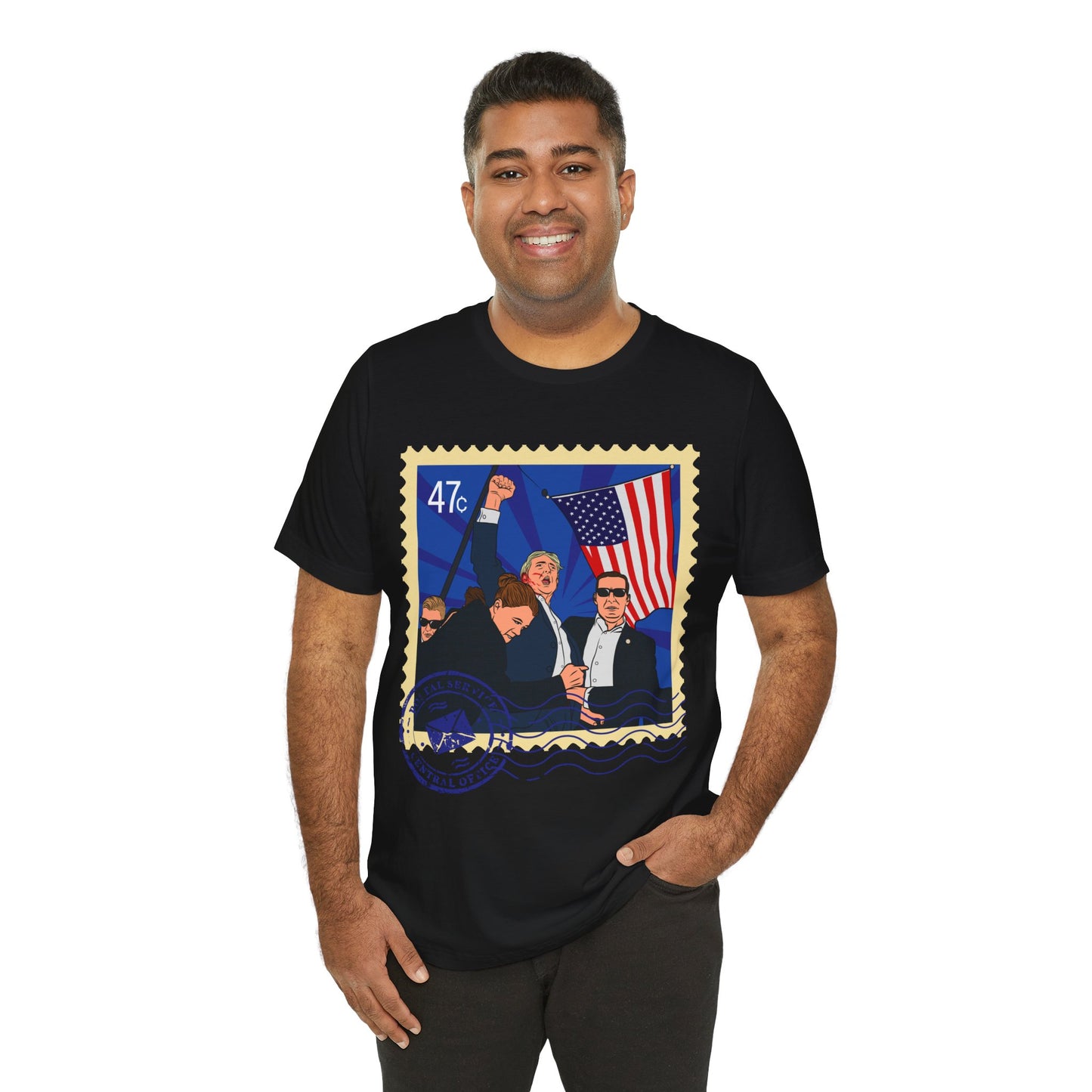 Trump 47c Assassination Defiance Pop Art Postage Stamp - Unisex T-Shirt