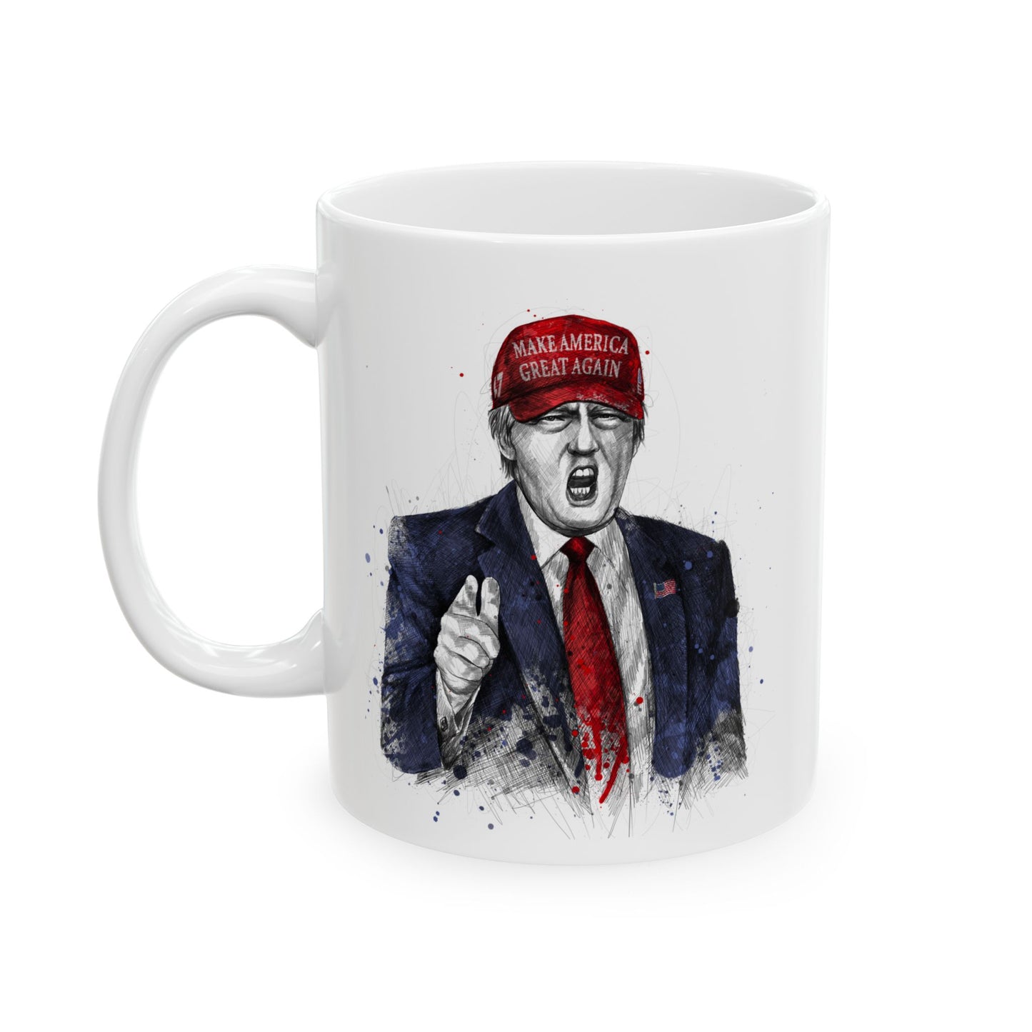 Trump "YOU'RE FIRED!" [Image Only] Scribble Art - Ceramic Mug (White, 11oz)