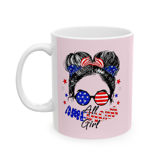 All American Girl - Ceramic Mug (Light Pink, 11oz) - American Apostle - 11oz