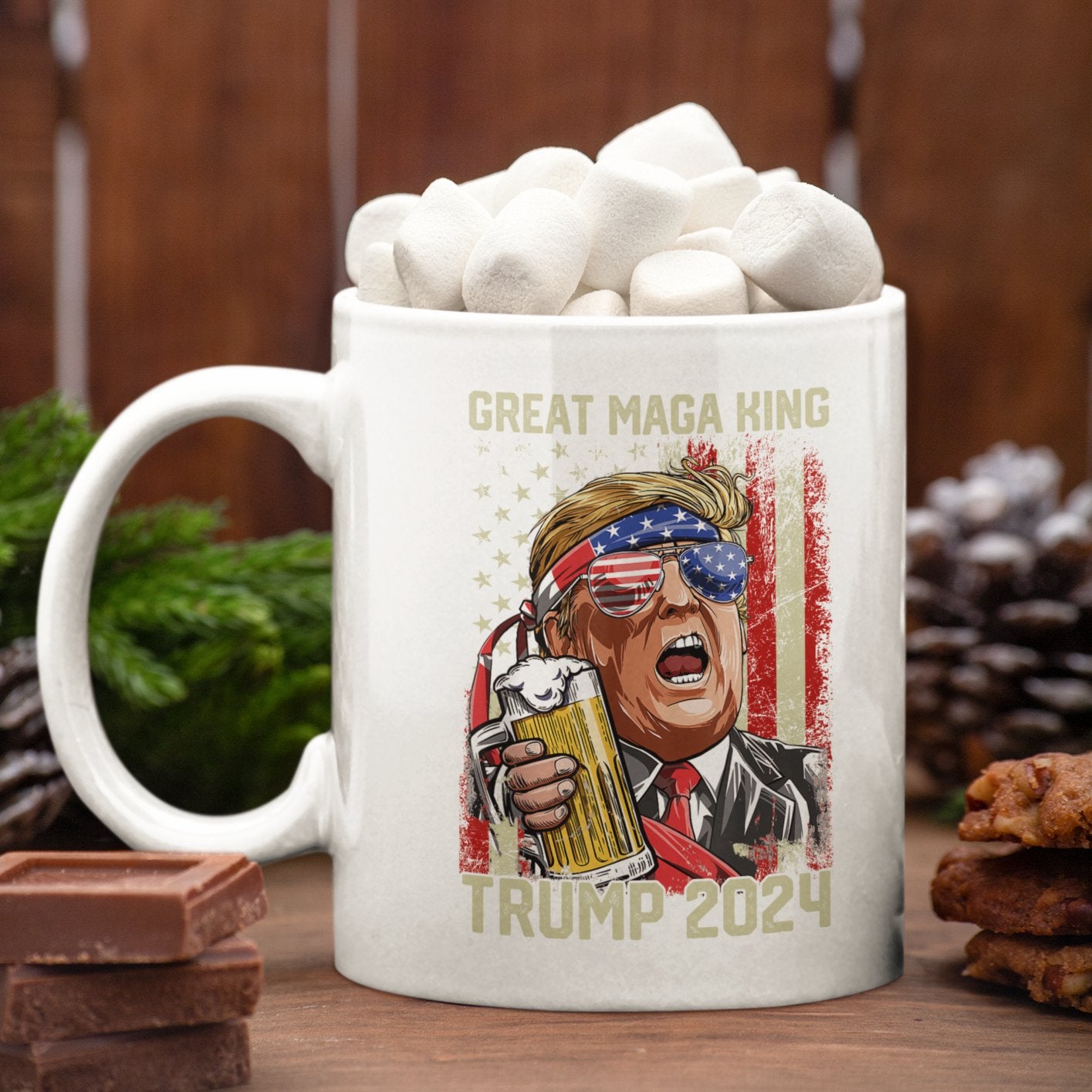 GREAT MAGA KING TRUMP 2024 - Ceramic Mug (White, 11oz) - American Apostle - 11oz