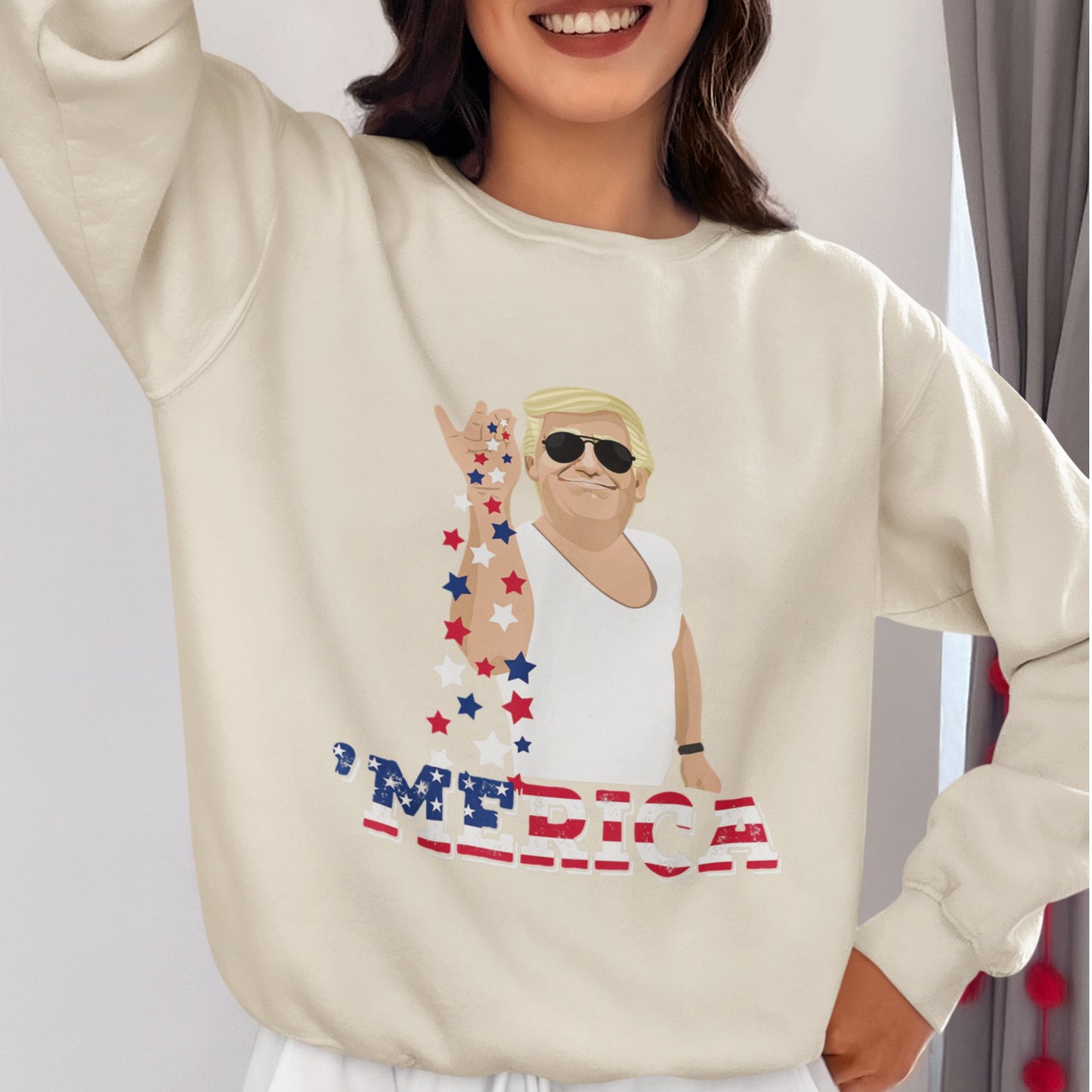 Seasoning "MERICA Trump - Unisex Sweatshirt - American Apostle - Sand