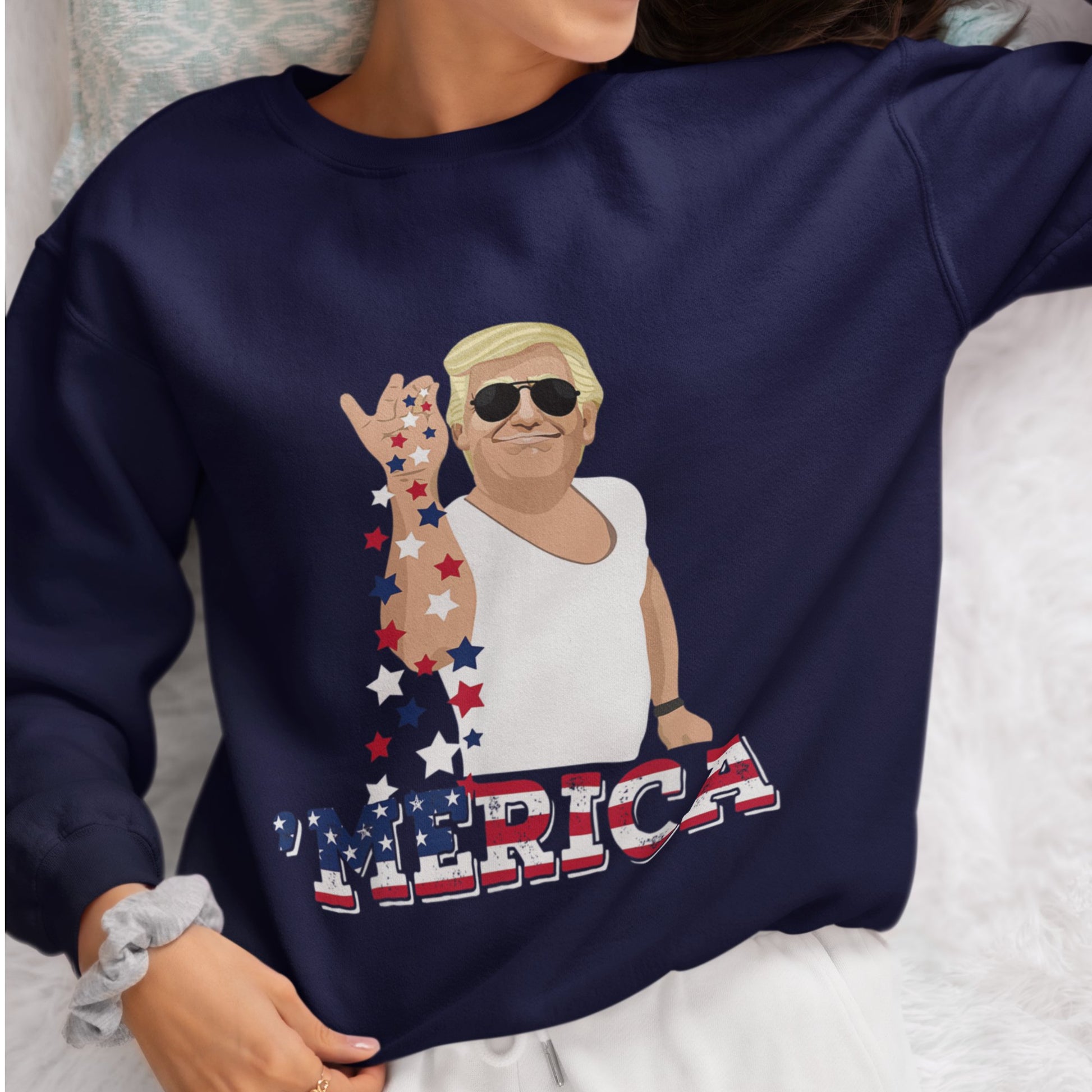 Seasoning "MERICA Trump - Unisex Sweatshirt - American Apostle - Navy