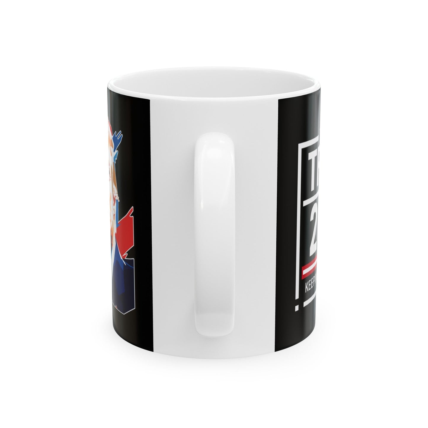 Trump 2024 Keeping America First - Ceramic Mug (Black, 11oz) - American Apostle - 11oz