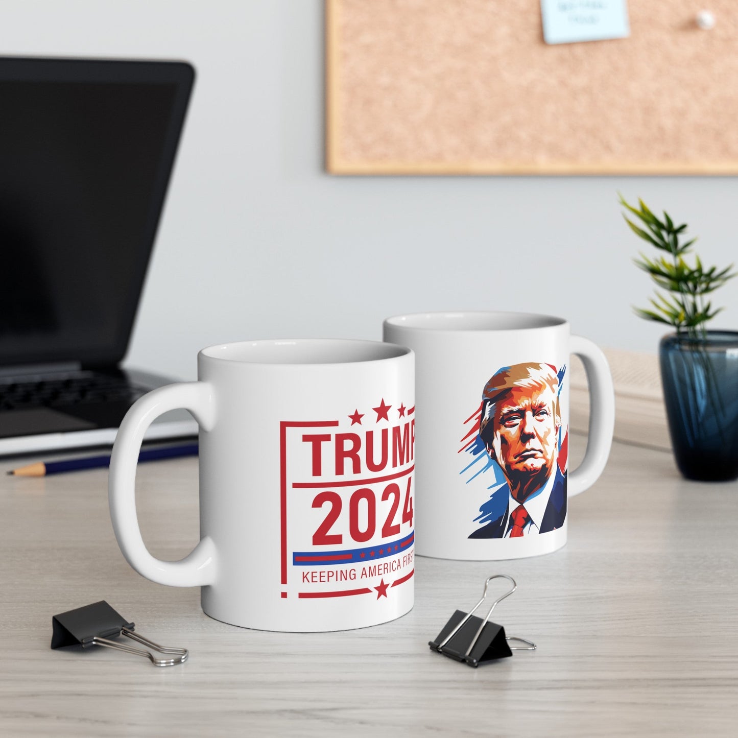 Trump 2024 Keeping America First - Ceramic Mug (White, 11oz) - American Apostle - 11oz