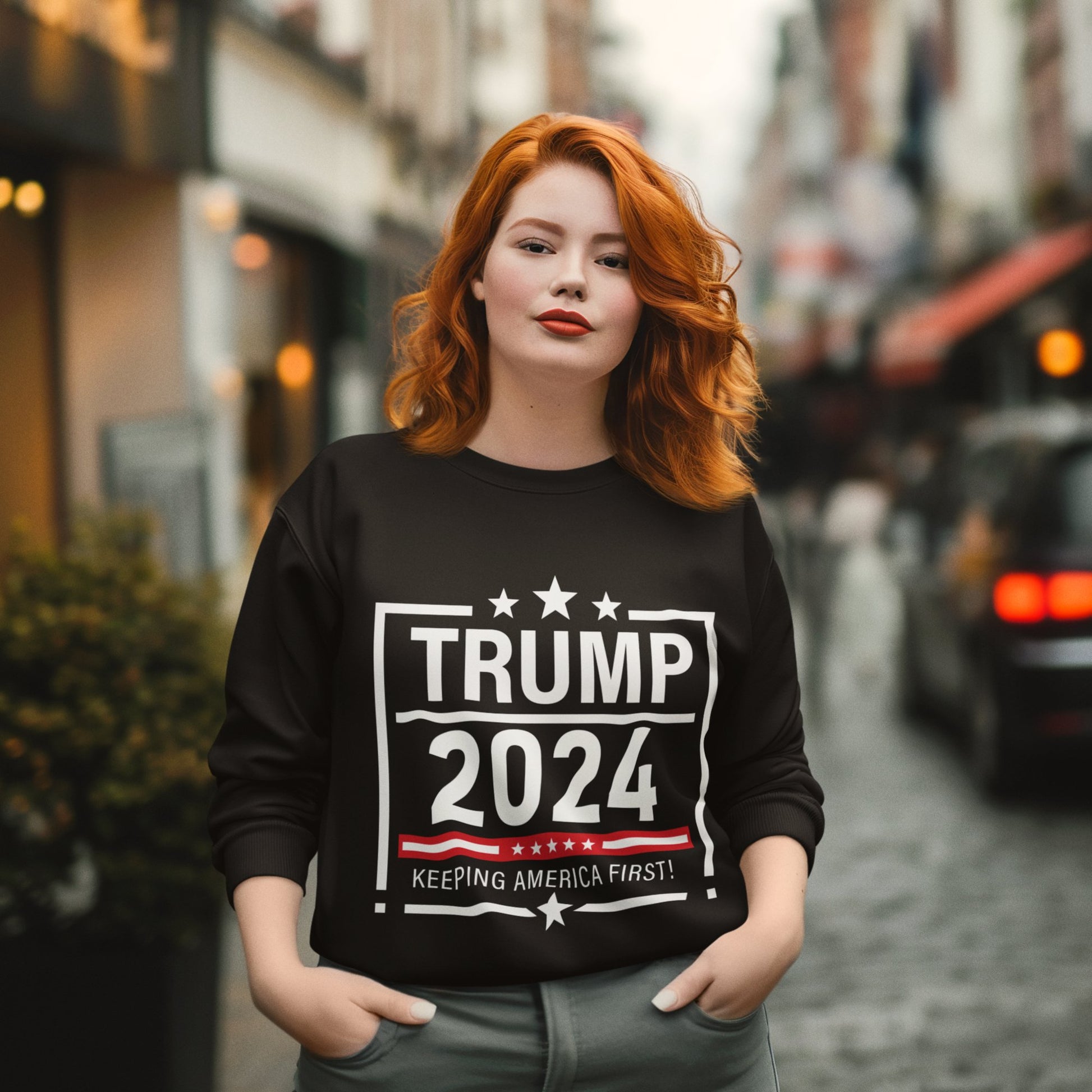 Trump 2024 Keeping America First - Unisex Sweatshirt - American Apostle - Black