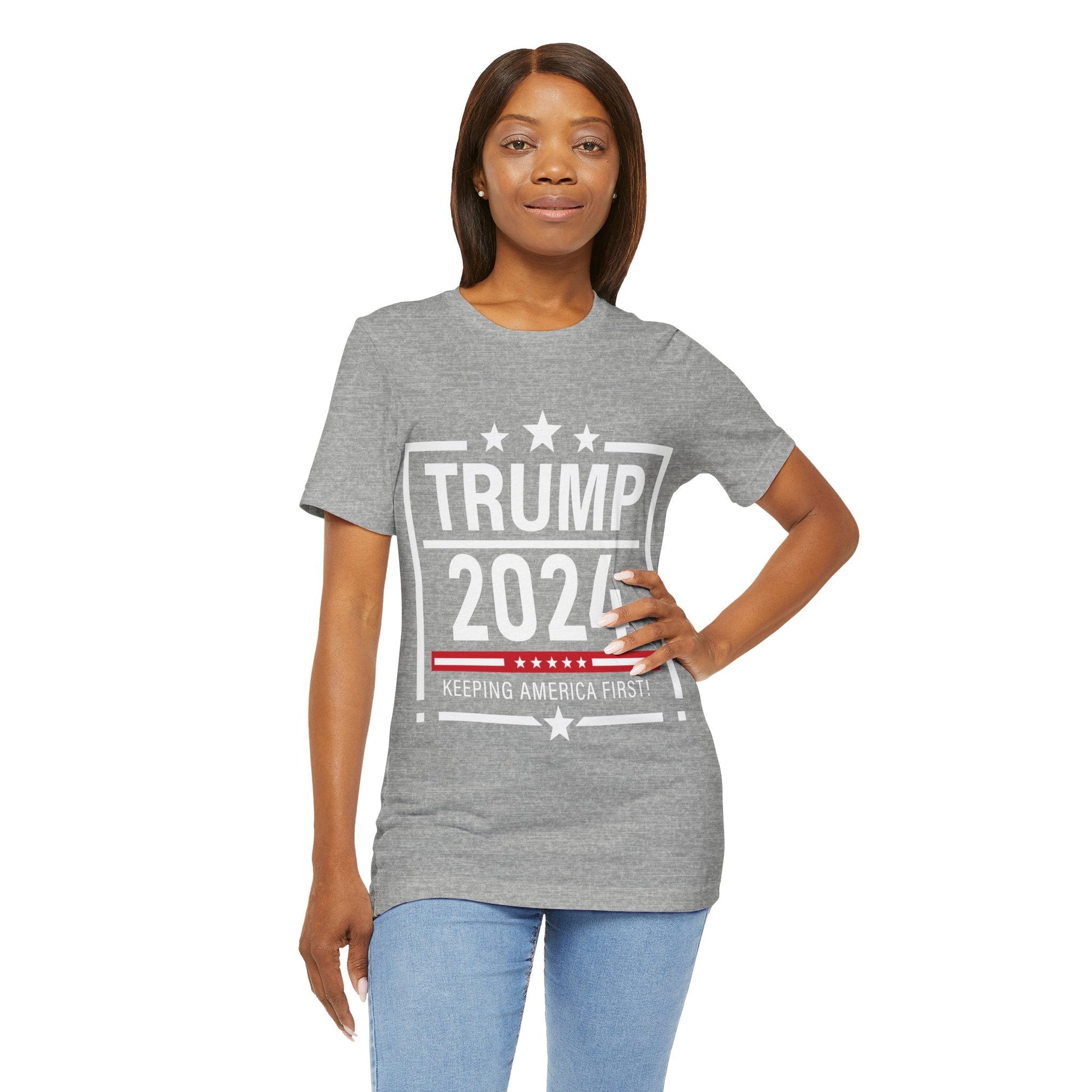 Trump 2024 Keeping America First - Unisex T - Shirt - American Apostle - Athletic Heather