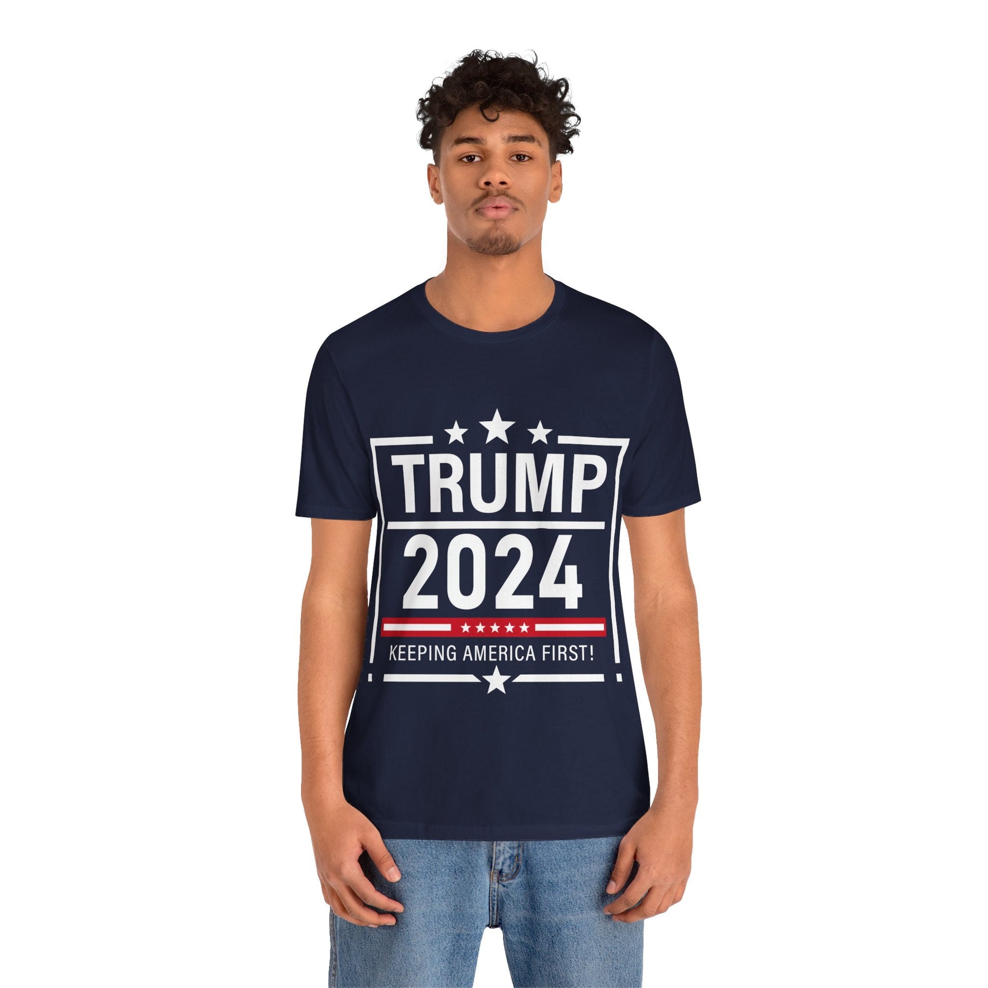 Trump 2024 Keeping America First - Unisex T - Shirt - American Apostle - Navy