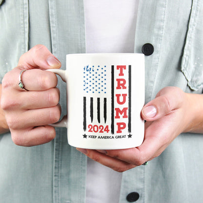 Trump 2024 Take America Back Flag - Ceramic Mug (White, 11oz) - American Apostle - 11oz